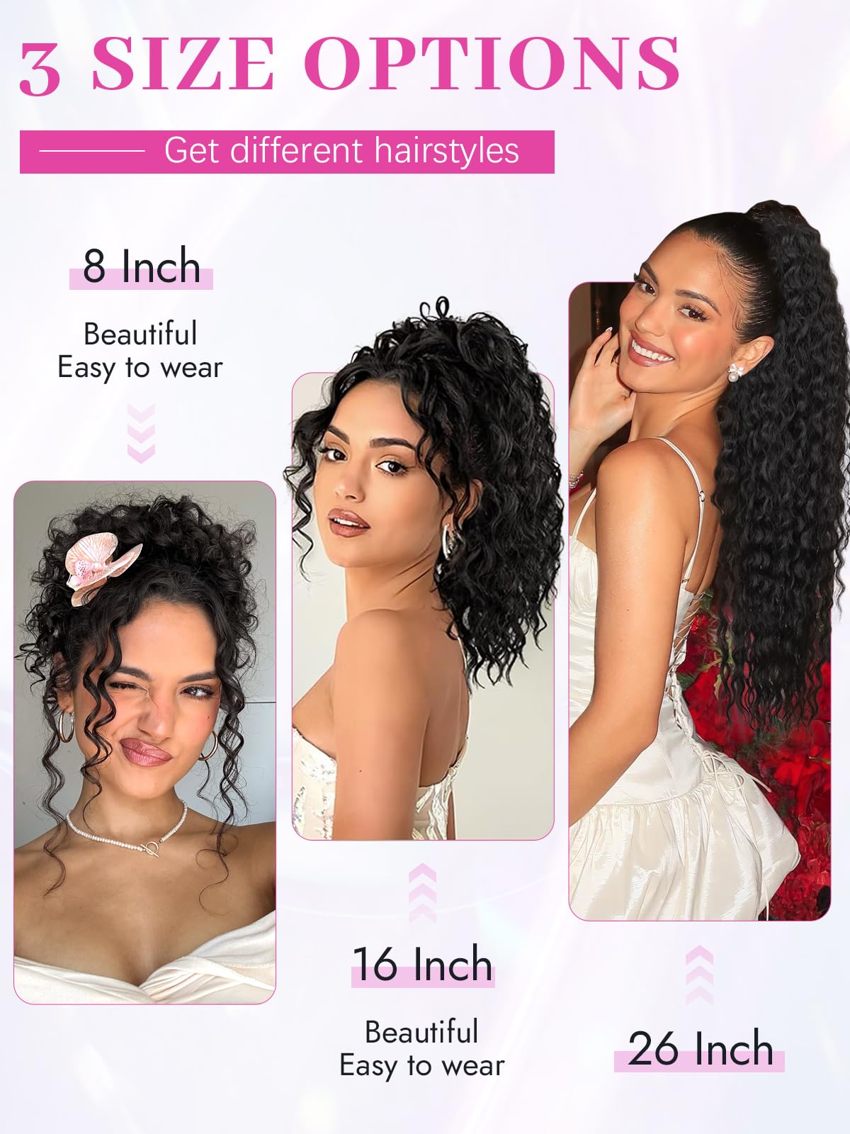 Isaic 26Inch Drawstring Ponytail Extensions for Women, Synthetic Long Curly Wavy Ponytail Gorgeous Pony Tails Hair Extensions for Daily Use(Ombre Medium Brown to Blonde)