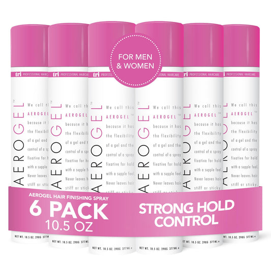 TRI Design Aerogel Hair Spray - Extra Hold, Firm Hold for Women and Men, Travel, Volume Fixer & Non-Sticky Hairspray (10.5oz, Pack of 6)