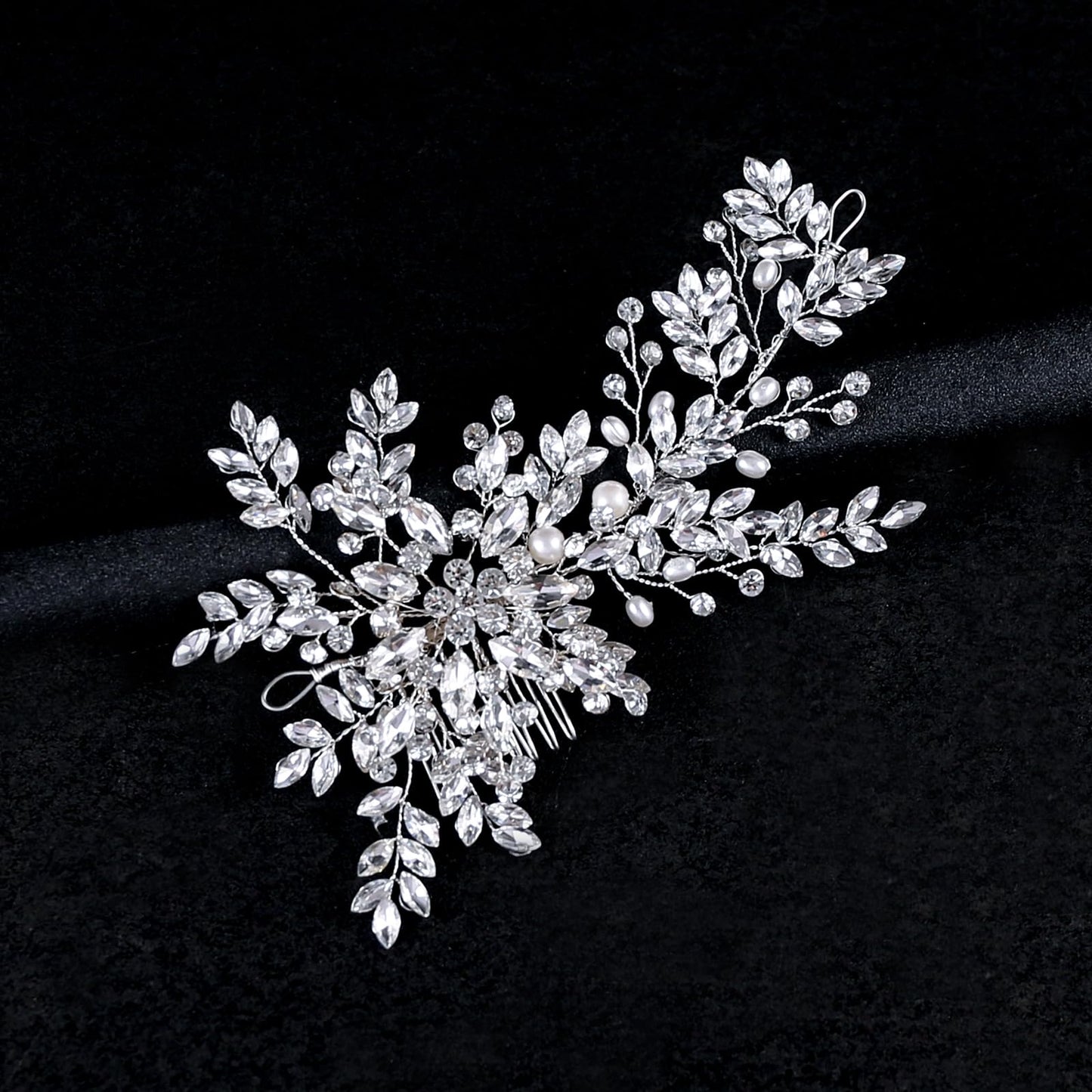 WEZTEZ Rhinestone Bridal Hair Comb Crystal Wedding Headbands Head Pieces,Pearl Brides Bridesmaid Hair Accessories for Women Girls (Sliver 936)