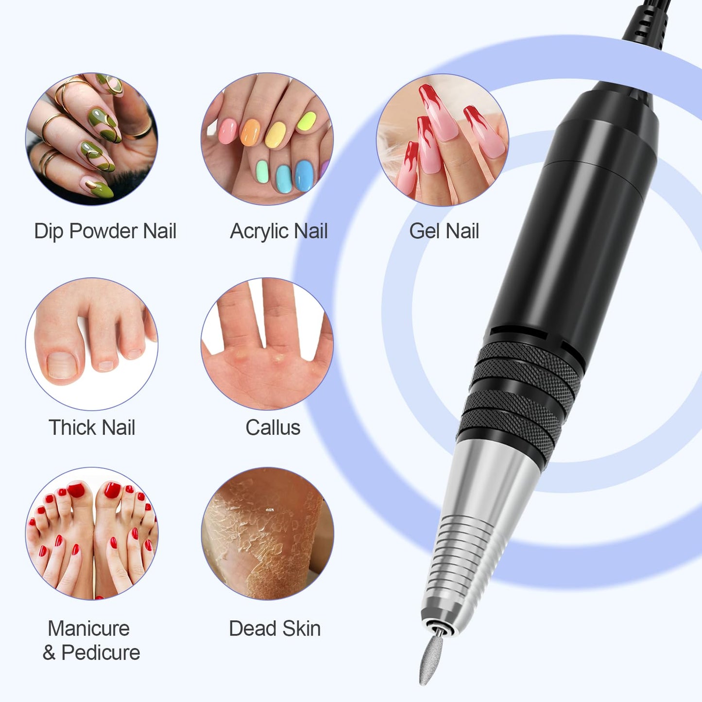 Nail Drill Handpiece Replacement for Professional Nail Drill Machine, 30000 RPM Handpeice Replacement Parts for SUBAY, ALLE˙S, HOINVO and JIASHENG, Black