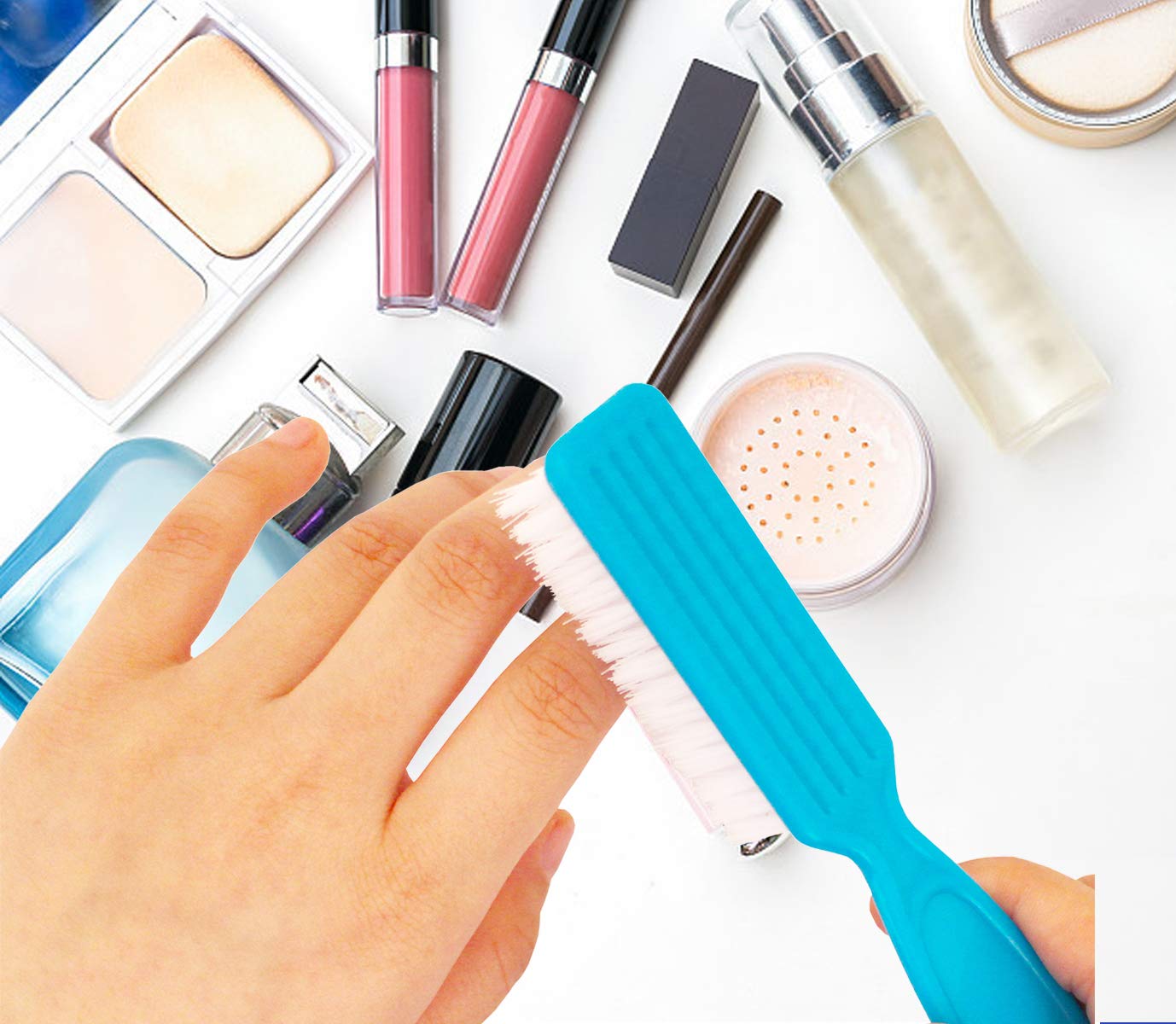 6 Pack Handle Grip Nail Cleaning Brush, Qeedy Fingernail Brush Cleaner Scrub Brush Kit for Toes Shower and Women & Men & Kids (Color A)