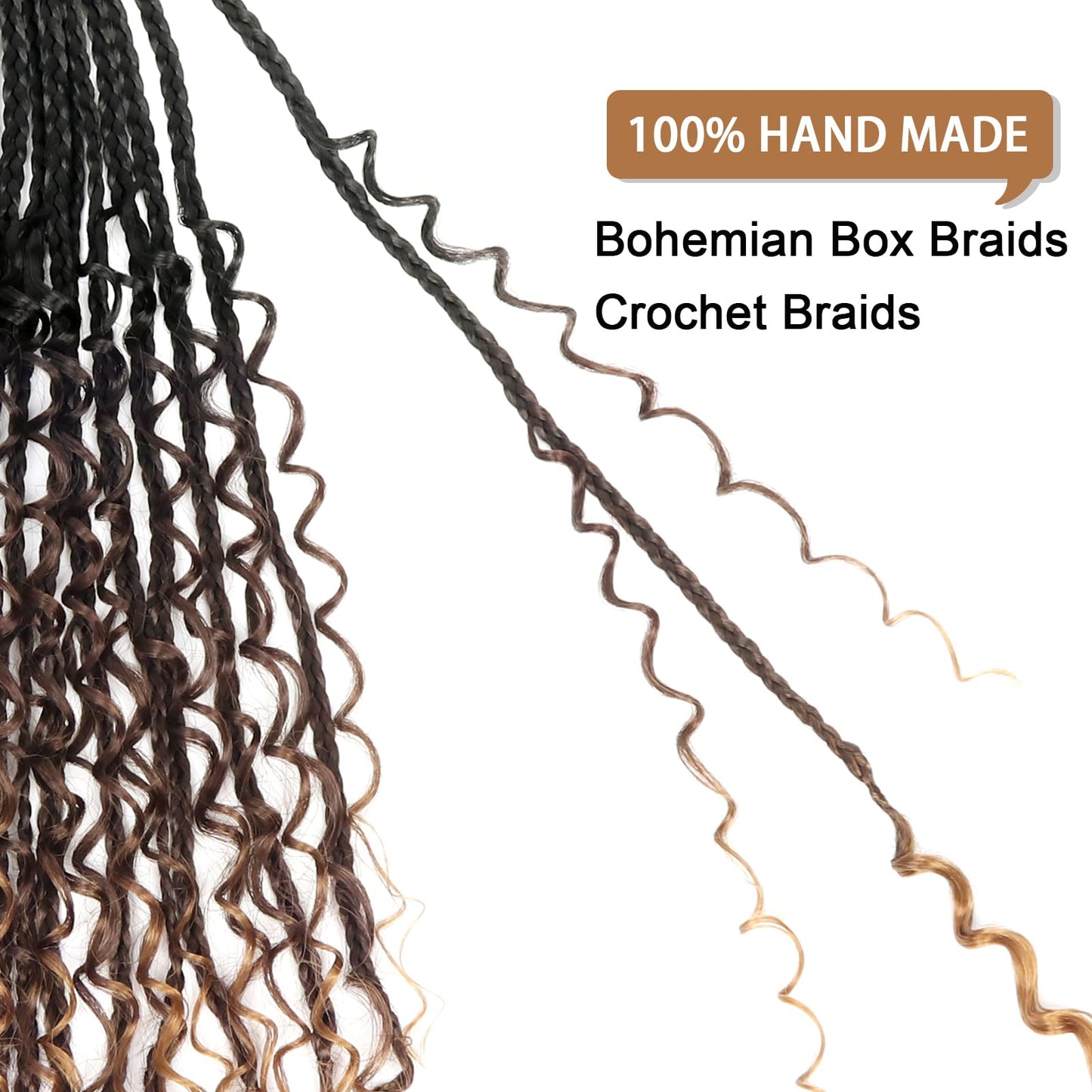 Goddess Box Braids Crochet Hair With Curly Ends 10 Inch Bohomian Box Braids Crochet Braids 8 Packs 3X Crochet Braids Synthetic Braiding Hair Extension for Black Women (10 Inch (Pack of 8), 1B-4-30)……