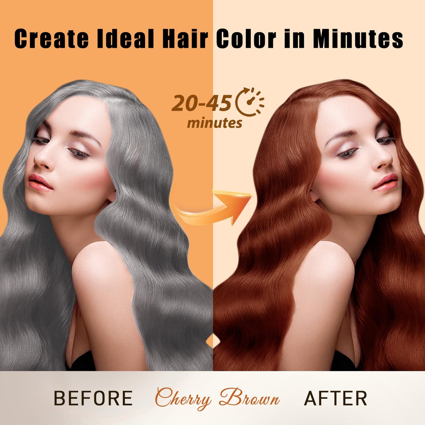 Hair Dye Shampoo 3 in 1, Long-Lasting Hair Color Shampoo with Herbal Ingredients, Instant Magic Hair Dye, Easy Application Shampoo Para Canas for Women Men 16.9 Fl Oz (Cherry Brown)
