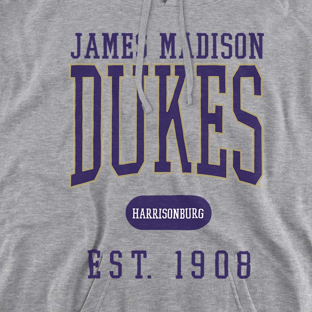 James Madison University Official Founded Date Unisex Adult Pull-Over Hoodie ,Athletic Heather, Medium, CLCJMU215-AFTH-2