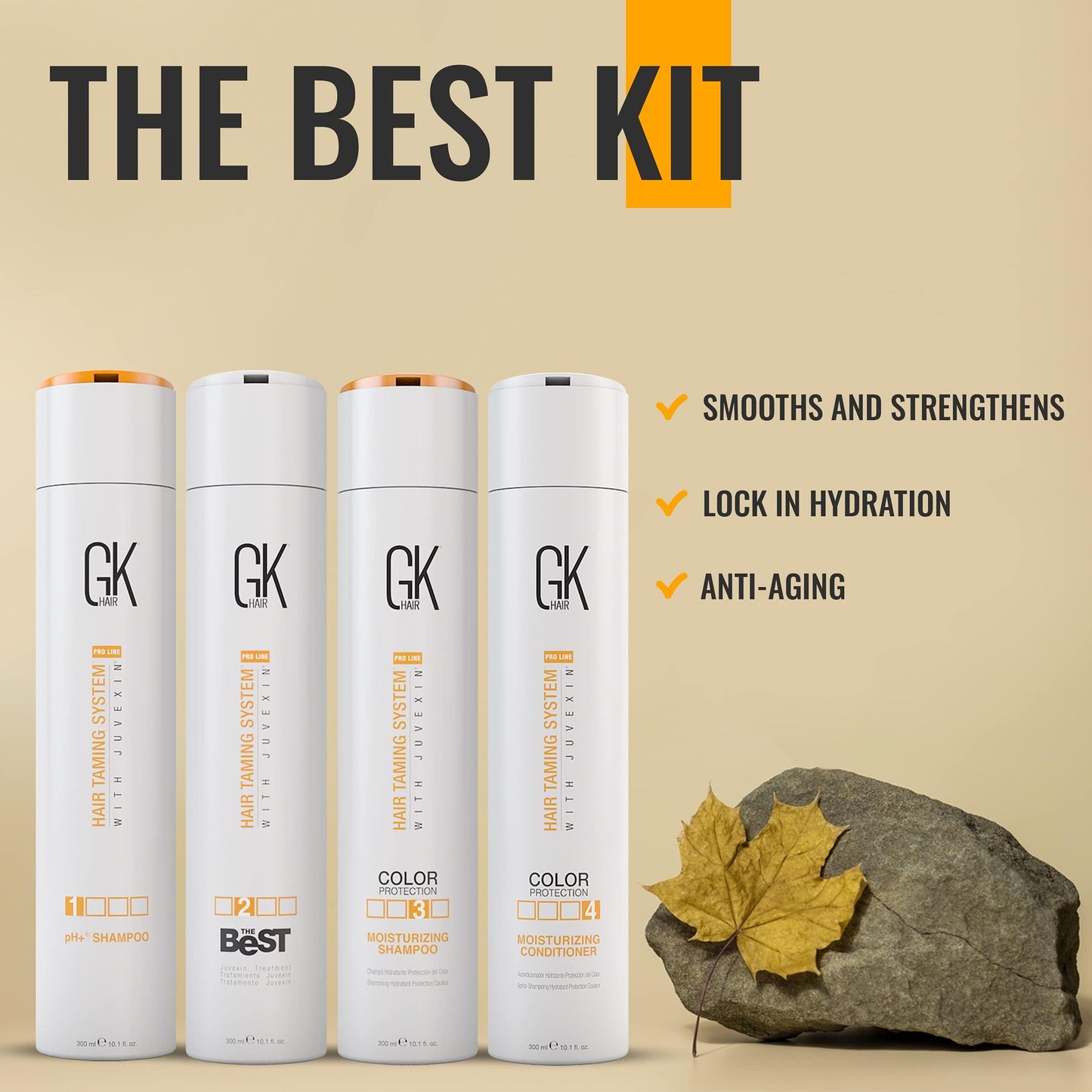 GK HAIR Global Keratin The Best Kit (10.1 Fl Oz/300ml) Smoothing Keratin Hair Treatment Professional Brazilian Complex Blowout Straightening For Silky Smooth & Frizz Free Hair