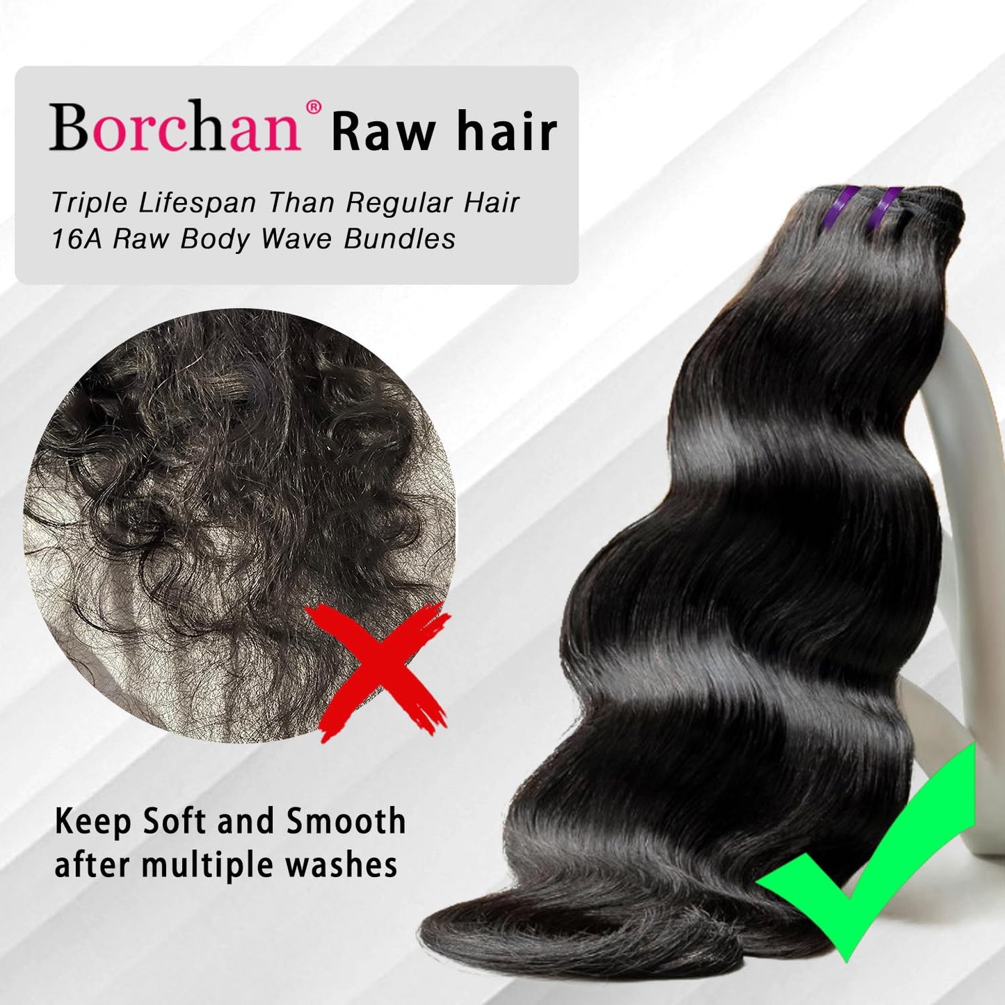 16A Human Hair Bundles Raw Body Wave 3 Bundles（14 16 18 inch）100% Unprocessed Brazilian Virgin Raw Human Hair Thick Body Wave Bundles Human Hair Full and Thick Hair Extensions Natural Color