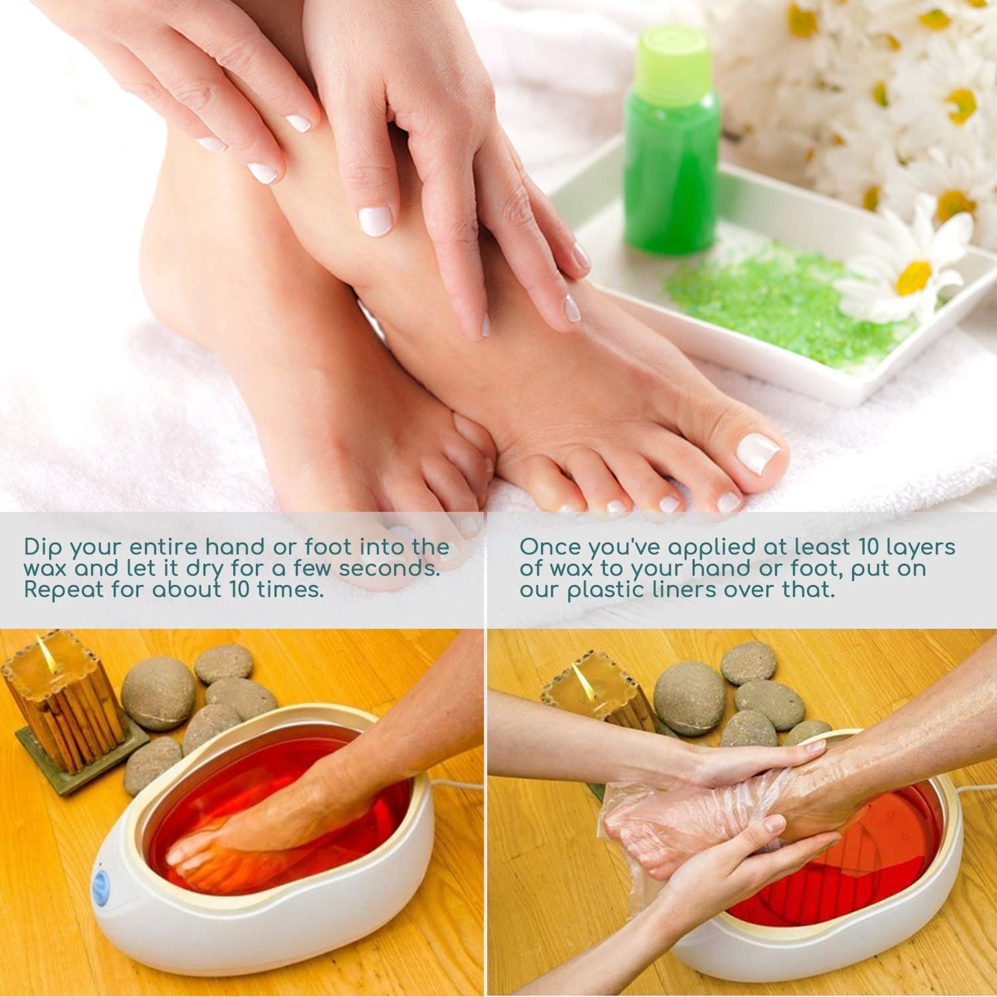 200 Counts Paraffin Wax Bath Liners for Hand & Foot, Niubow Plastic Hot Wax Therapy Bags Covers for Heated Mitts Treatment & Foot Therabath (100pcs Booties & Gloves)
