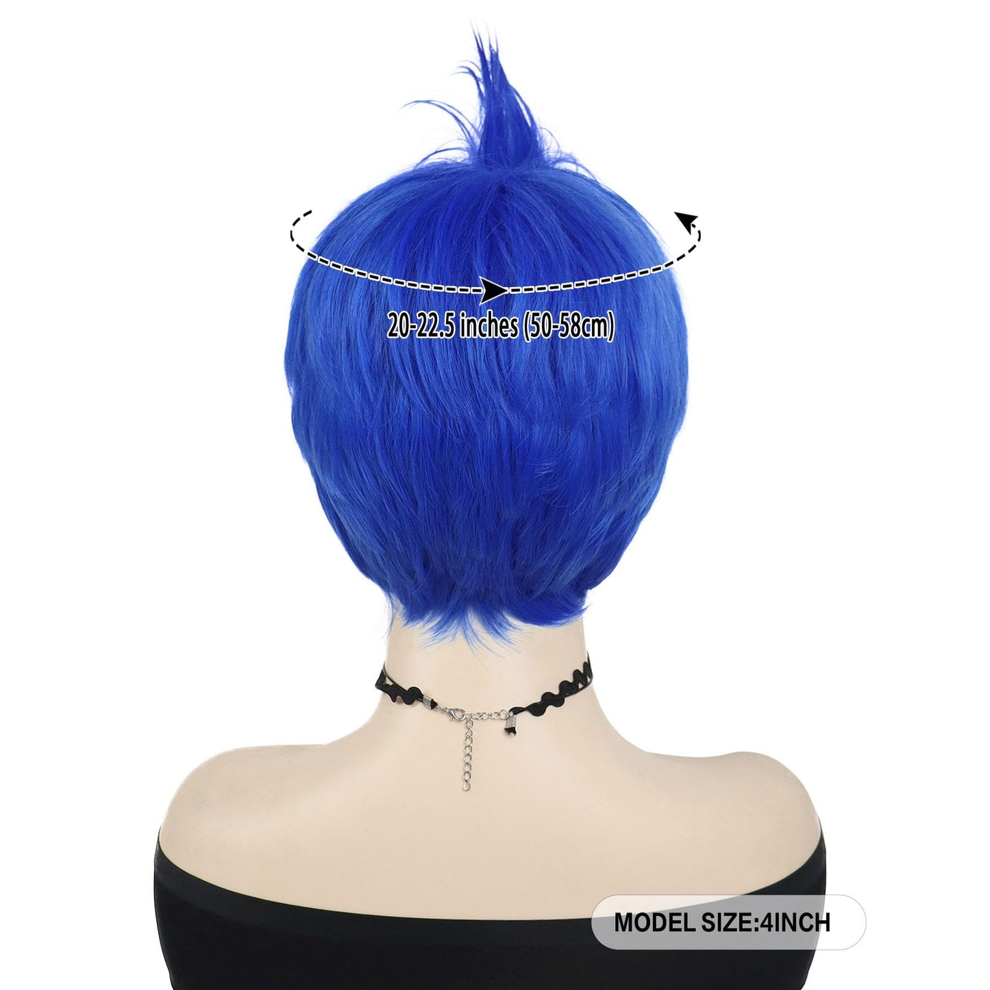GNIMEGIL Joy Wig for Women Short Blue Hair Anime Cosplay Wig Joy Costume Synthetic Wig for Halloween Theme Party
