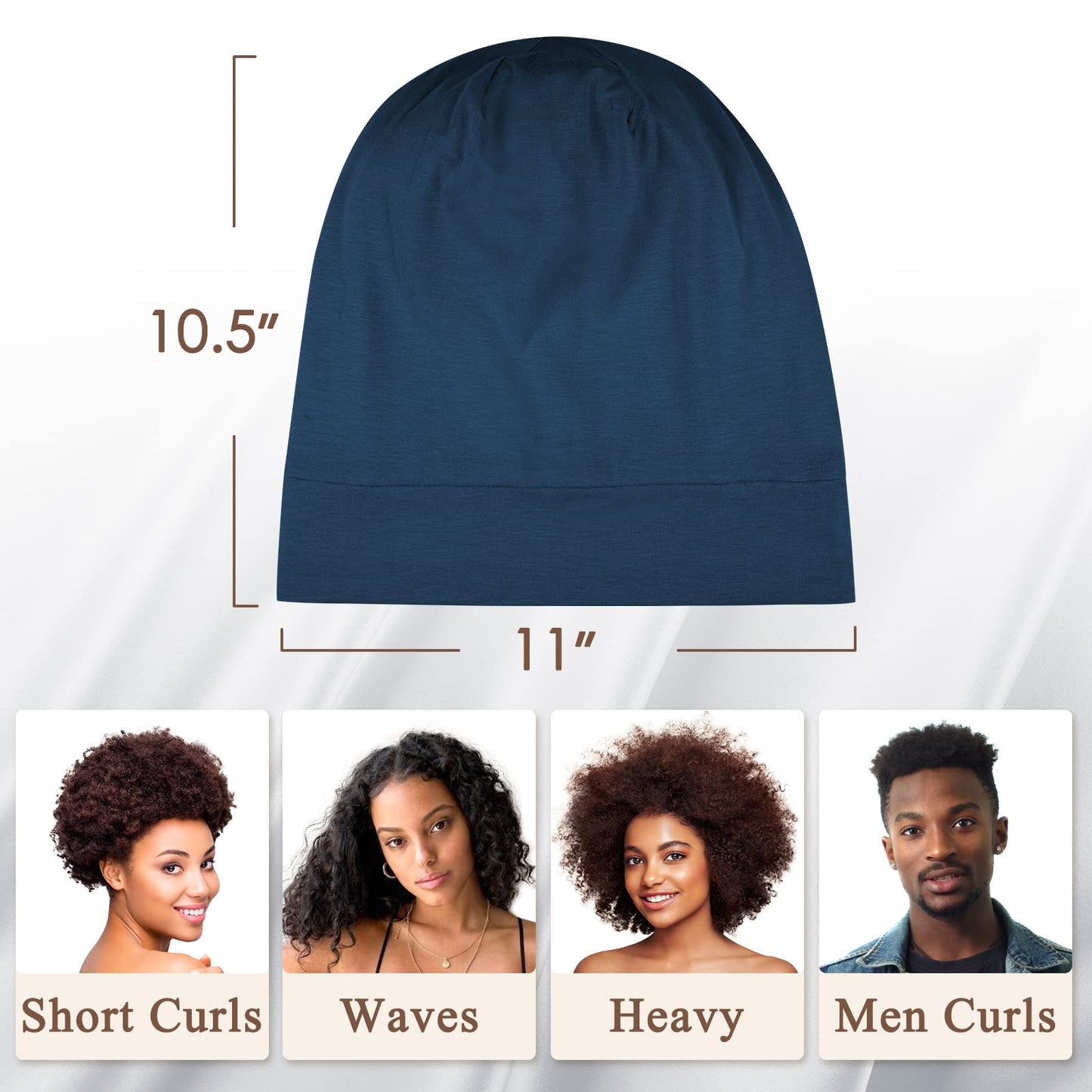OLESILK Mulberry Silk Bonnet for Men, Mens Bonnet for Curly Hair, 100% Real Silk Hair Bonnet for Sleeping, Night Cap for Frizzy Hair, Royalblue