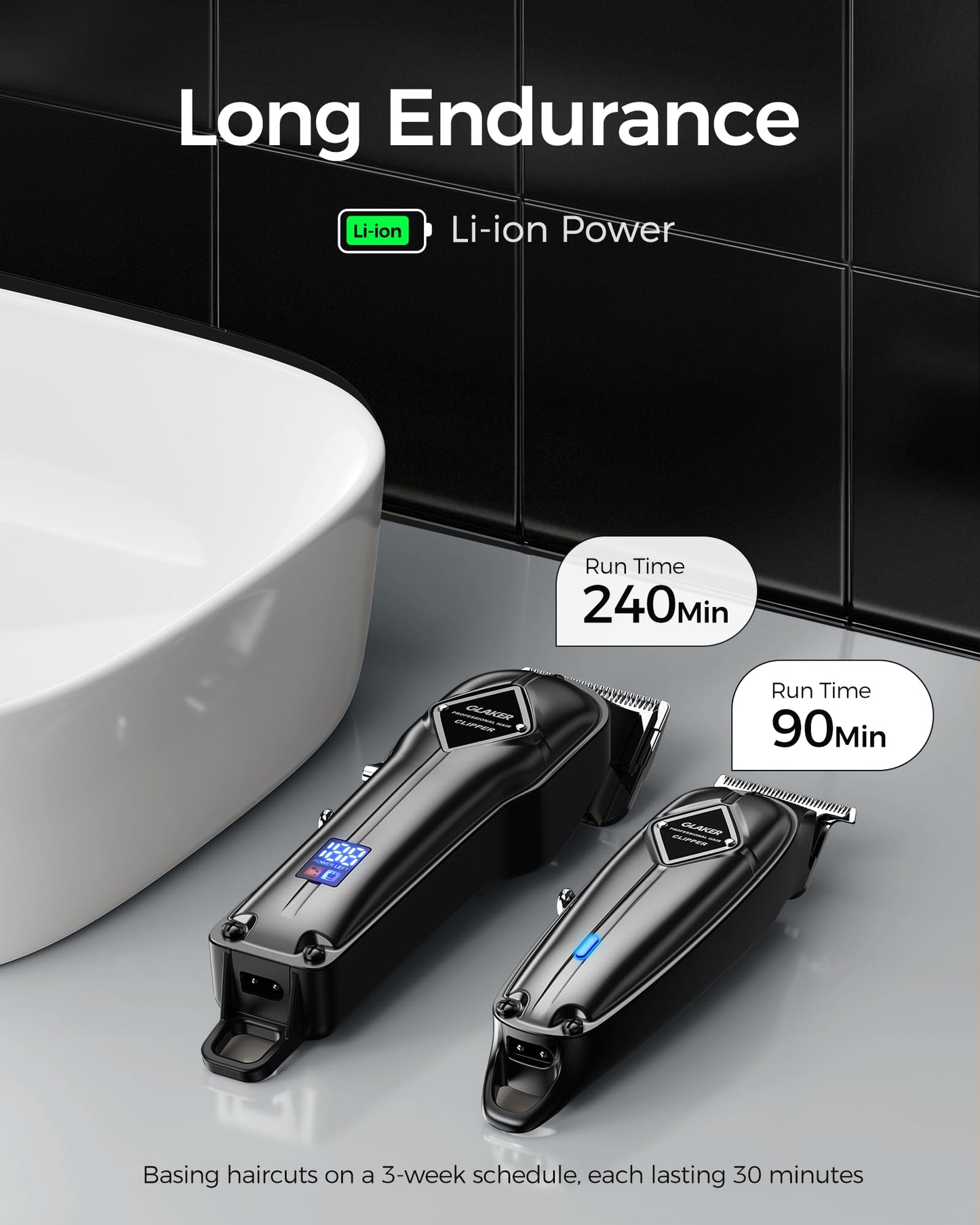 GLAKER Hair Clippers for Men Professional - Cordless Clippers and Trimmers Set, Complete Barber Kit for Hair Trimming & Beard Grooming, Mens Haircutting Kits for Blending & Fade Cuts