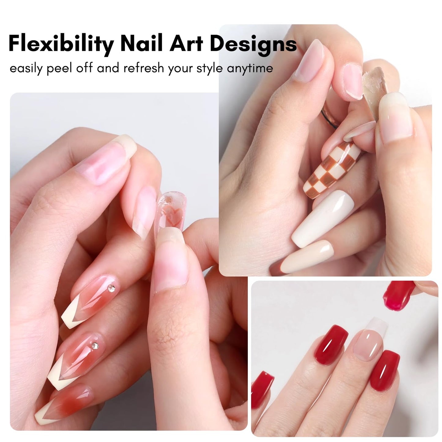 Makartt 15ml No Wipe Gel Top Coat and Peel Off Base Coat Set - 2Pcs Shine Finish Long Lasting No Filing Soak Off Clear Top Base Gel, UV LED Nail Lamp Required, for Women Nail Art DIY