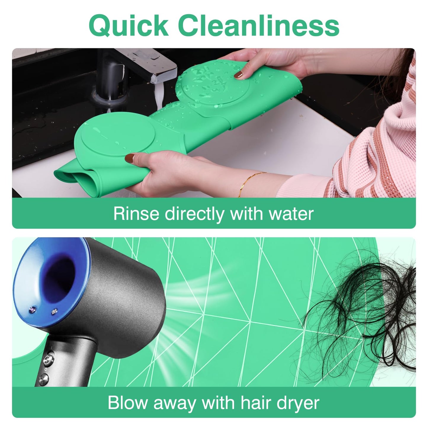 Hair Cutting Cape Collar for Salon, Large Waterproof Silicone Dye Collar, Barber Hair Cutting Mat with Weighted Rubber Neck Wrap, Green