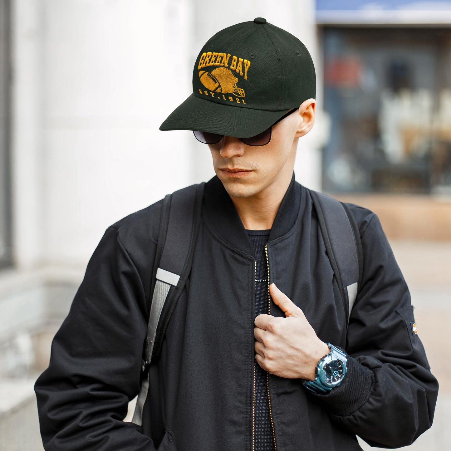 3D Embroidered Green Bay Hat for Men Women, Unisex Adjustable Baseball Cap Trucker Hats for American Football Fans Gifts