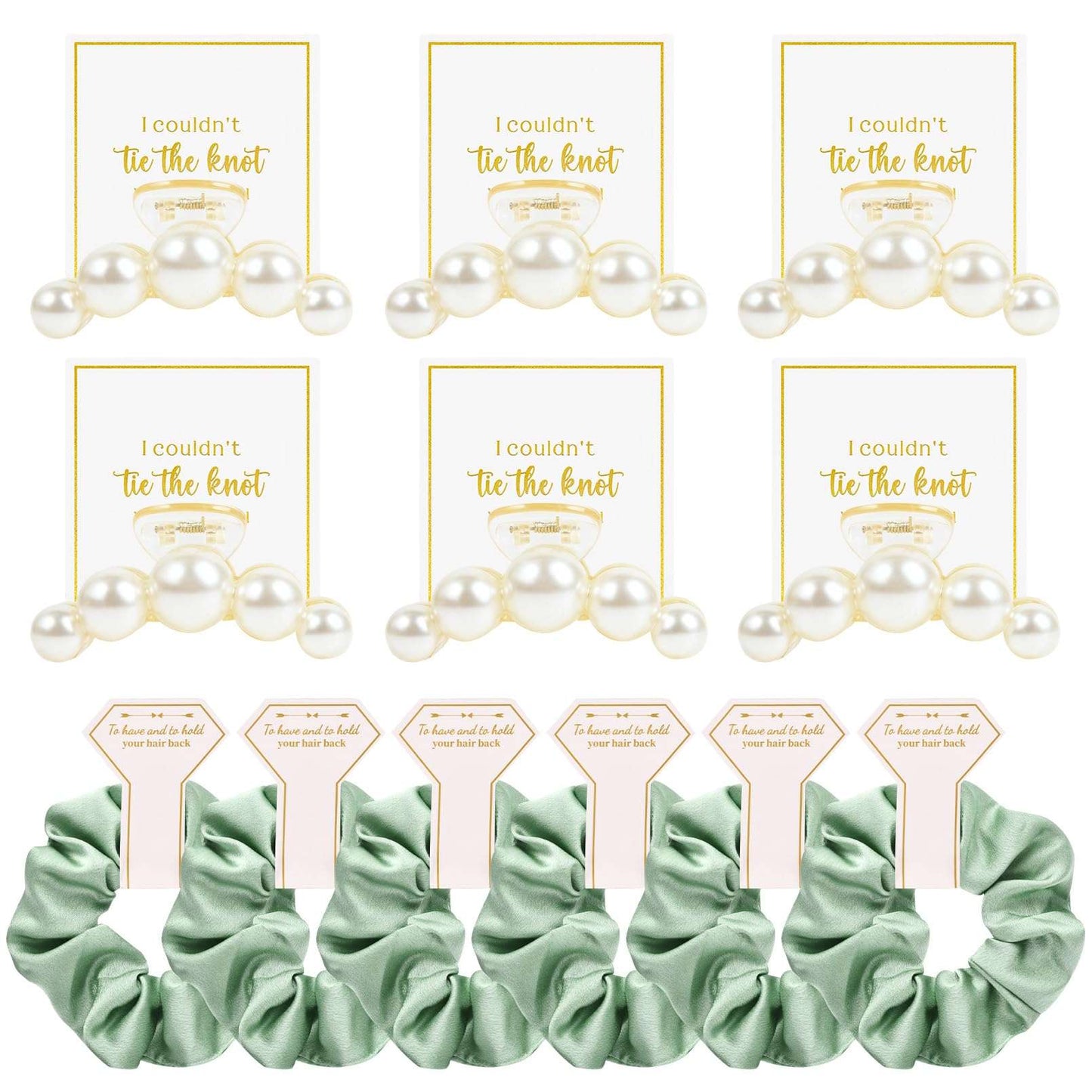 12 Pcs Bridesmaid Proposal Gifts Bridesmaid Pear Hair Claw Clips Hair Scrunchies Bridal Shower Gifts Bachelorette Party Wedding Favors Present Hair Accessories for Women (Green Series)
