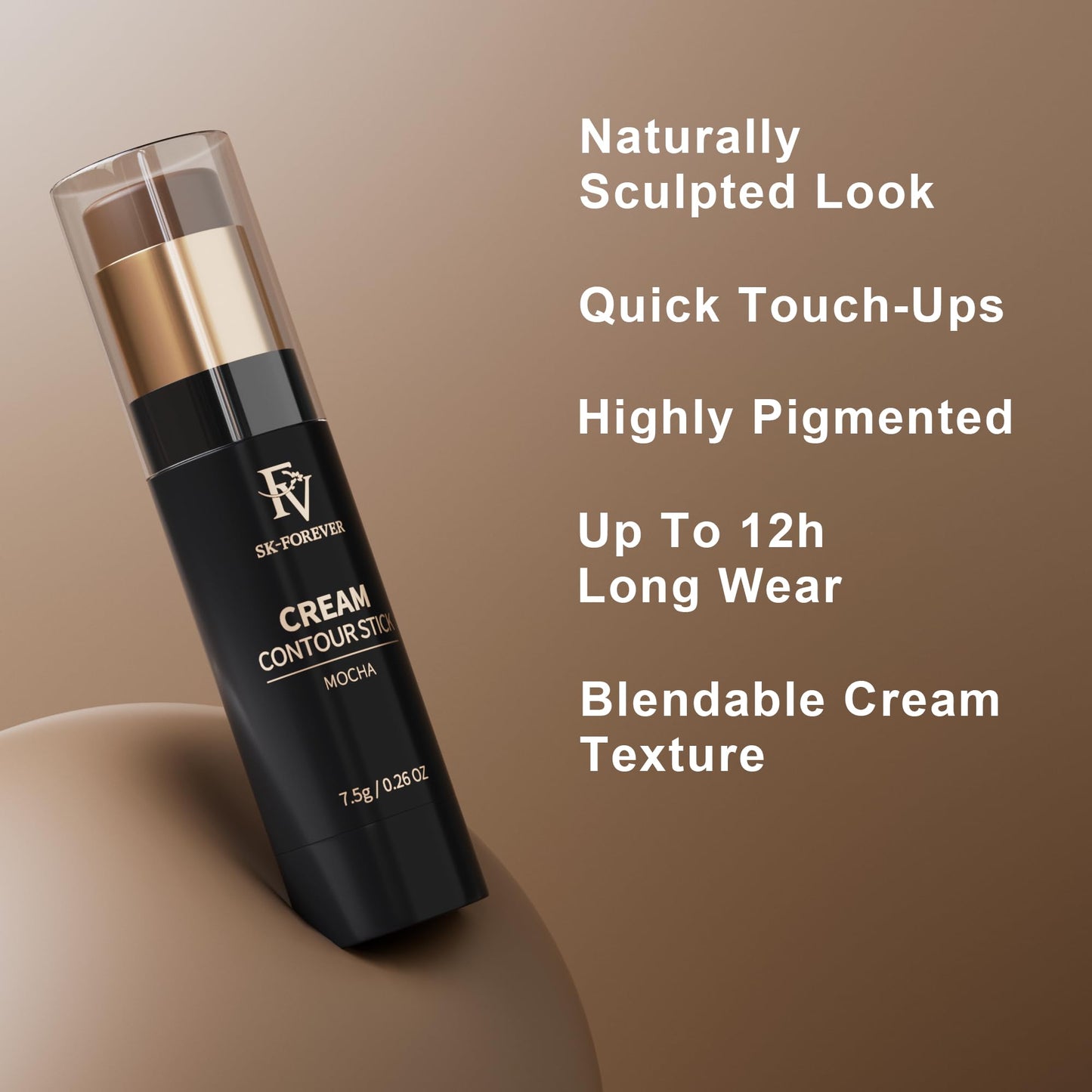 FV Contour Stick, Blendable & Smooth Cream Contour Stick with Natural Finish, Waterproof & Highly Pigmented Face Contour Makeup Stick for Beginners, Long Lasting & Cruelty-free, 02 Mocha