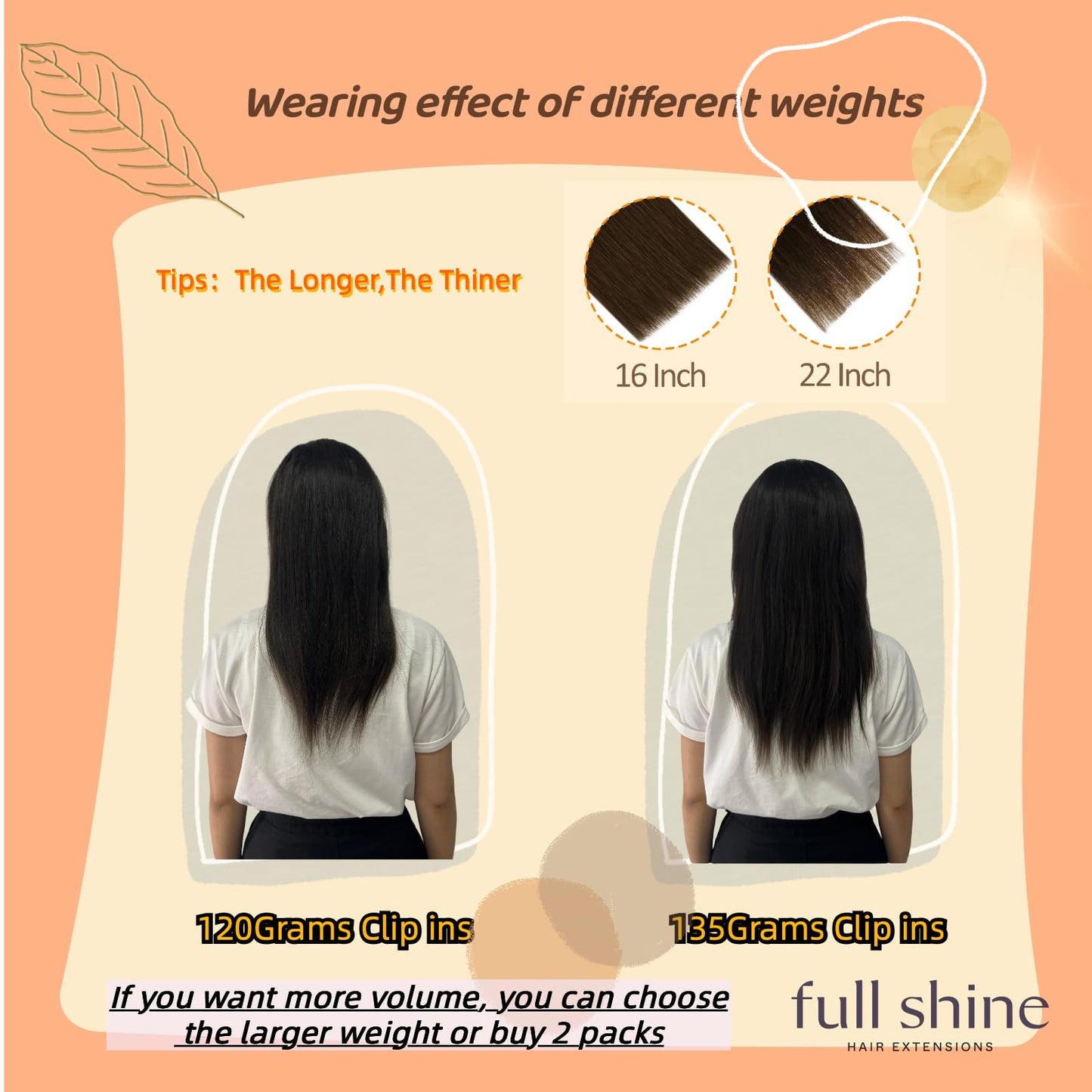 Full Shine Clip in Hair Extensions Real Human Hair Black Thick Human Hair Clip in Extensions Black Clip in Hair Extensions Black Women Full Head Extra Volume 16 Inch 7 Pcs 135 G