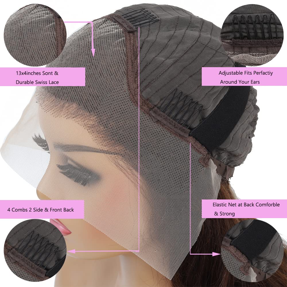 99J Burgundy Wine Red Color Body Wave 13x4 HD Lace Front Glueless Wigs Human Hair Pre Plucked Bleached Knots with Baby Hair Wigs Brazilian Human Hair Natural Hairline Wigs for Women(22Inch)