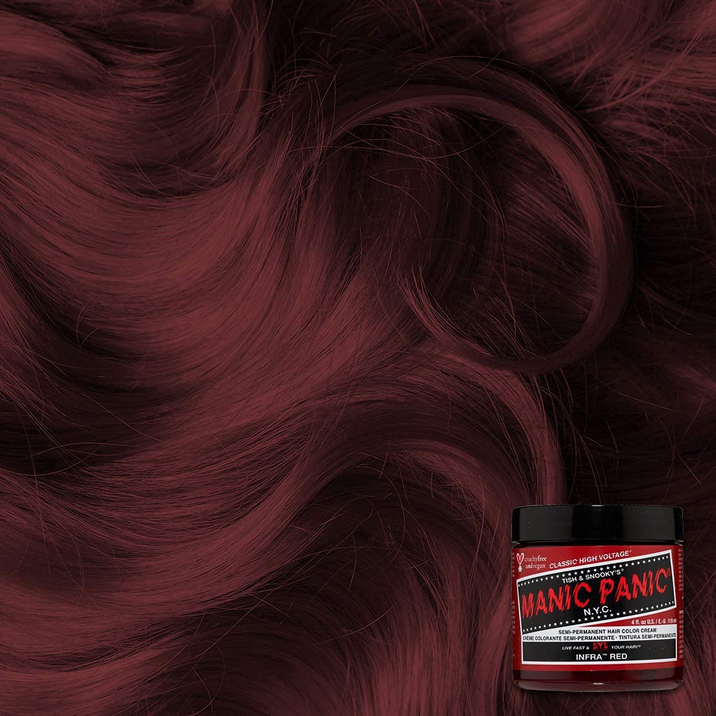 MANIC PANIC Classic Infra Red Semi Permanent Hair Color - Deep Mahogany Red Hair Dye for Women & Men That Lasts 4-6 Weeks - Vegan, Ammonia & Cruelty-Free - Create & Mix Custom Shades (4oz / 2pk)