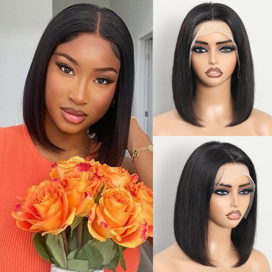 12 Inch Bob lace front wig human hair Straight Bob Wig Human Hair 13x4 HD Lace Front Wigs Human Hair 180% Short Bob Wigs for Women Glueless Bob Lace Front Wigs Human Hair Pre Plucked Natural Color