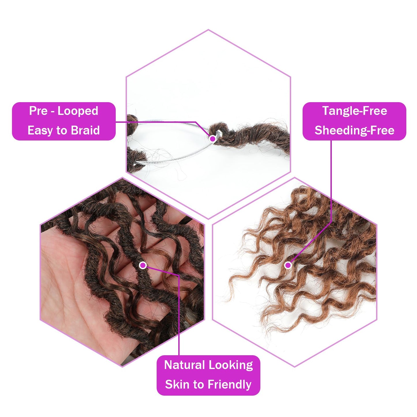Goddess Locs Crochet Hair 22Inch Pre Looped Faux Locs Crochet Hair 8Packs Bohemian Crochet Braids Hair for Black Women 1B/4/30