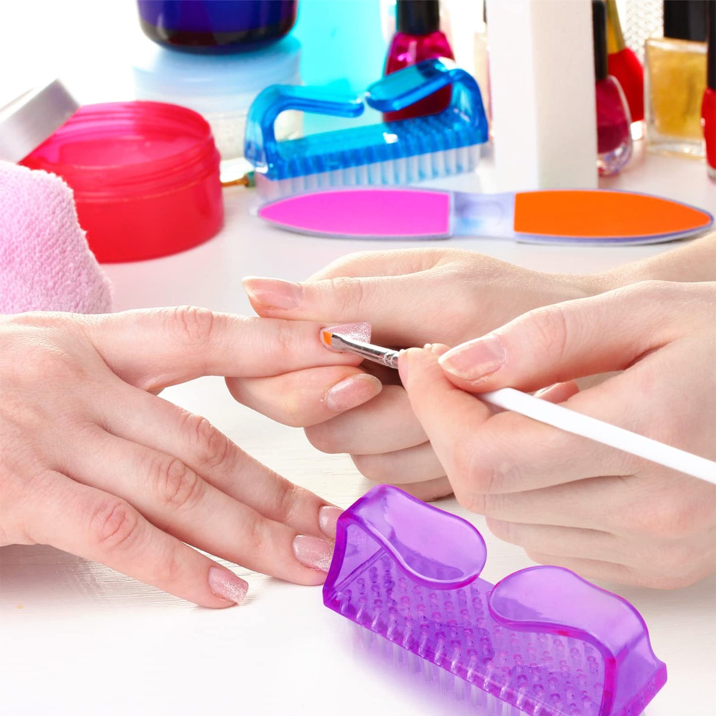 12Pcs Handle Grip Nail Brush, HOFASON Nail Brush for Cleaning Fingernails Manicure Scrub Hand Brushes to Cleaner Under Nails, Nail Cleaning Brush Pedicure Scrubbing tool Use for Foot Toenail Women Men