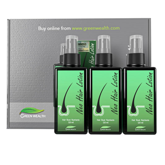 Green Wealth Neo Hair Lotion, 120 ml, Hair Regrowth Treatment Hair Growth Strengthens Damaged Hair Loss And Revitalizes Scalp Hair Care Pack of 3