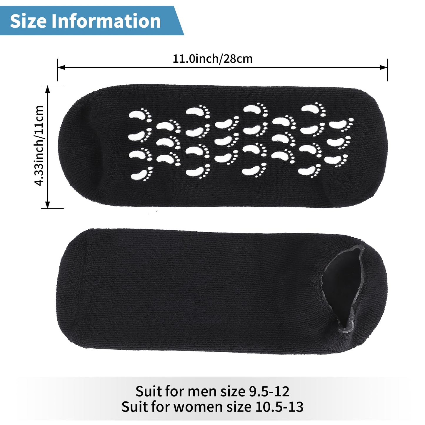 Silicone Moisturizing Socks for Men - 1 Pair Soft Foot Care Socks - Large Size Feet Moisturizing Socks for Dry Cracked Feet (Size L)