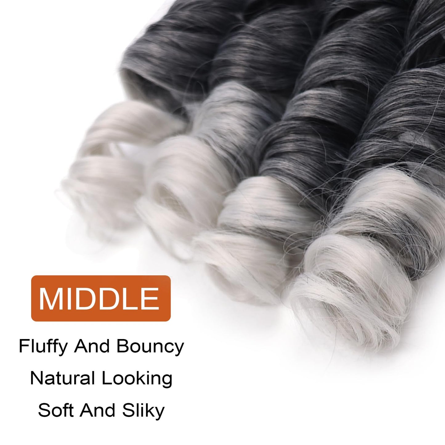 French Curly Braiding Hair 14 Inch 8 Packs Curly Braiding Hair Pre Stretched for Goddess Braids French Curls Braiding Hair With Curly Ends French Curl Crochet Hair for Black Women(T/Gray)