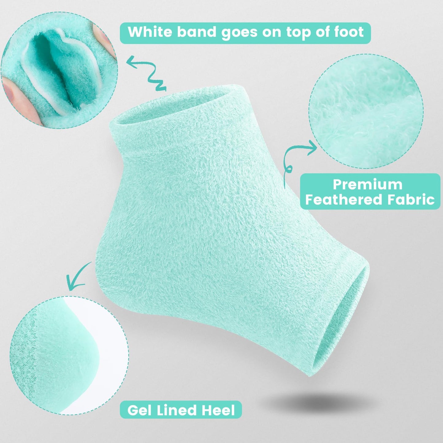 TEAWOO 3 Pairs Fuzzy Moisturizing Heel Socks for Dry Cracked Feet Women, Cracked Heel Repair, Cracked Heel & Dry Foot Treatment (Mint Green)