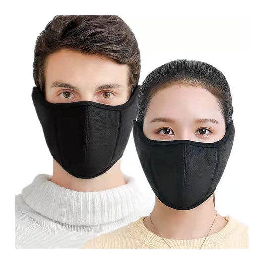 E-jades 2PCS Winter Black Half Face Mask Washable Reusable for Men Women Unisex Running,Cycling,Bicycle,Motorcycle,Skiing,Snowboard, Nose and Mouth Windproof Facemask Balaclava for Outdoor Earmuffs