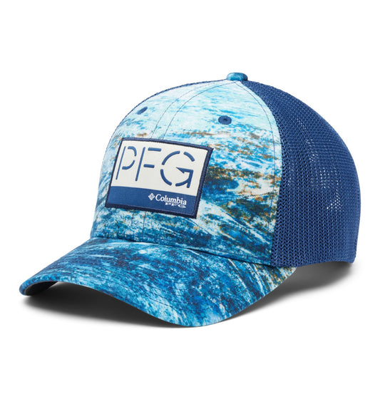 Columbia Unisex PFG Camo Mesh Ball Cap, Carbon/Deepsea Fade, Large/X-Large