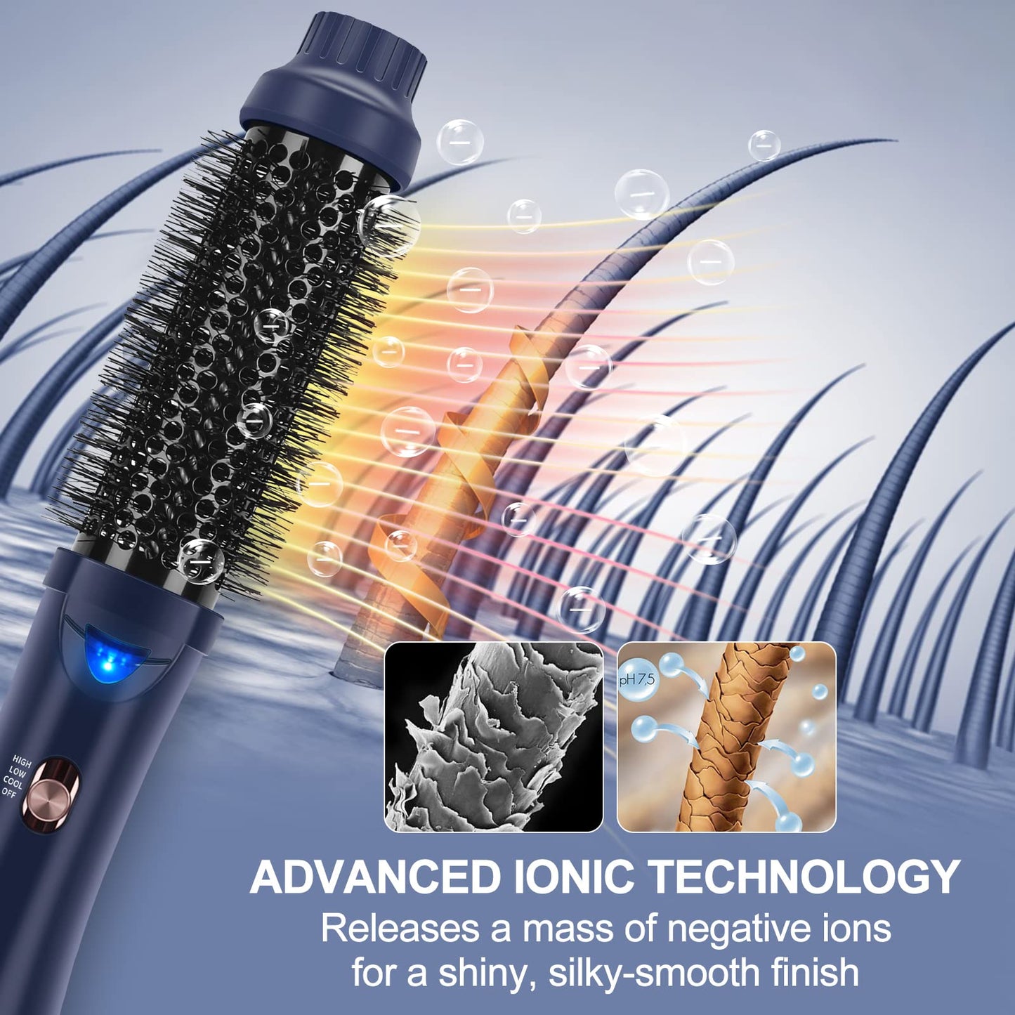 Hair Dryer Brush, Aima Beauty 4-in-1 Upgrade Hot Air Straightener Curler Function for Women, Hair Styling Tools, Prussian Blue-Round