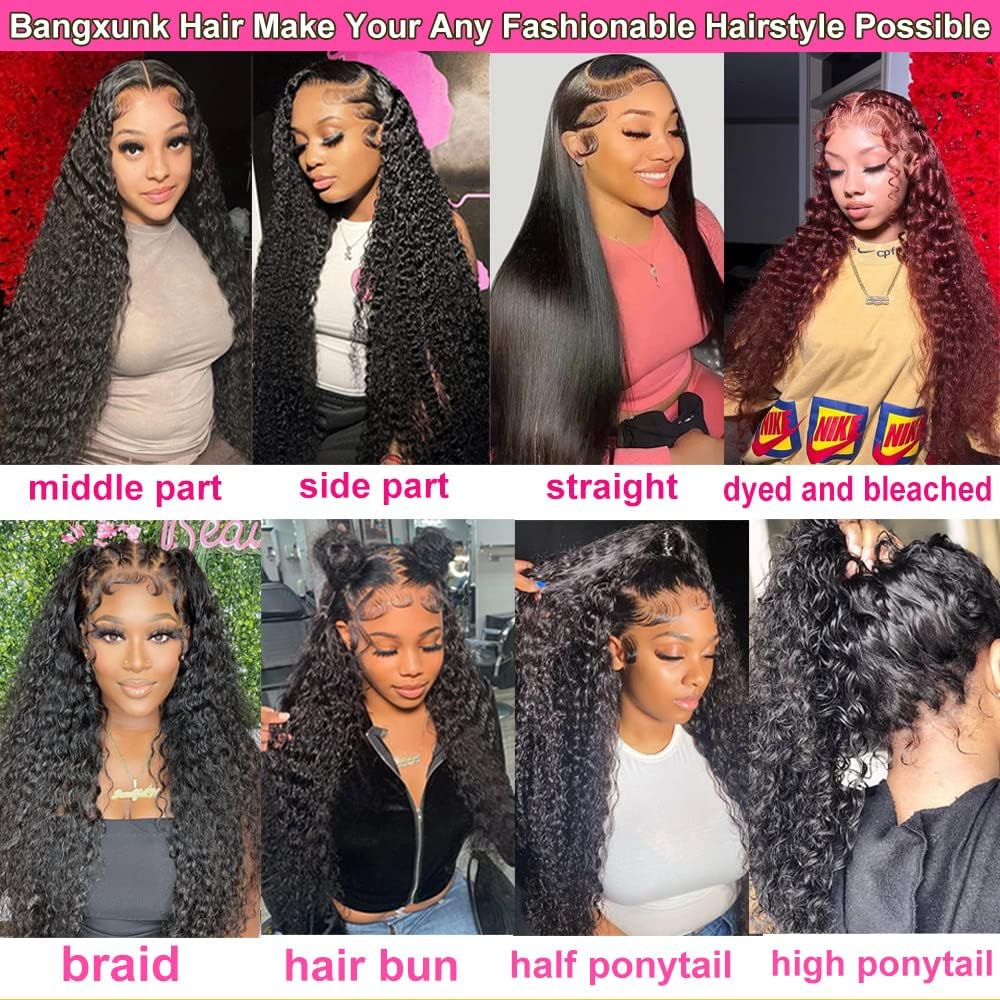 13x6 Deep Wave Lace Front Wigs Human Hair HD Lace Frontal Wigs Human Hair for Black Women Glueless Curly Lace Front Wig Pre Plucked with Baby Hair 150% Density (Natural Color, 20 inch)