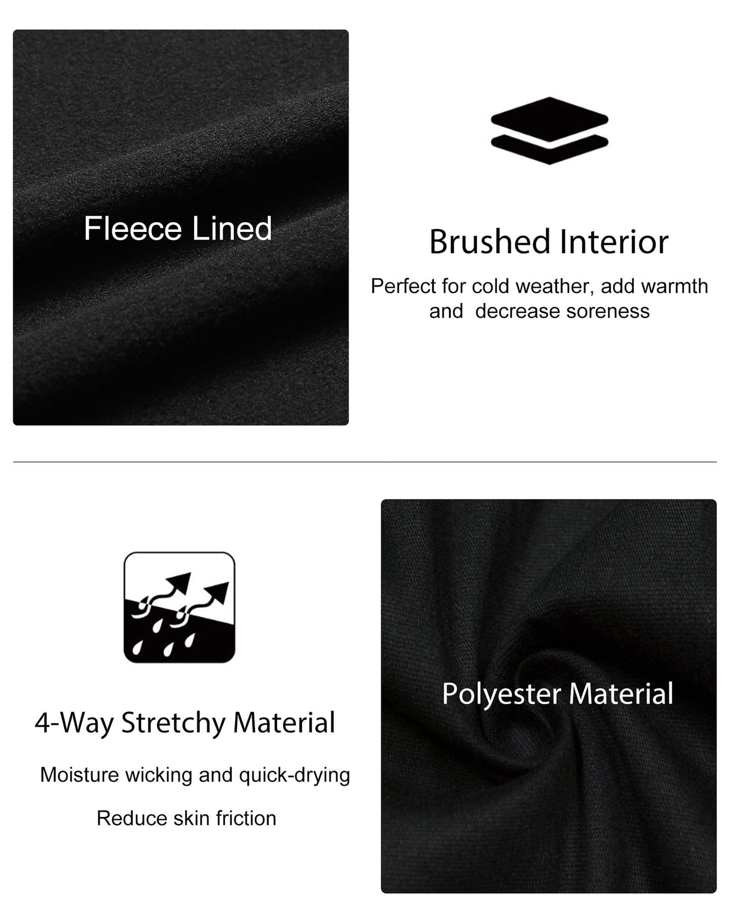 HovSiyla Youth Thermal Base Layer Set Fleece Lined Underwear Unisex Athletic Shirt Kids Pants for Ski Black M