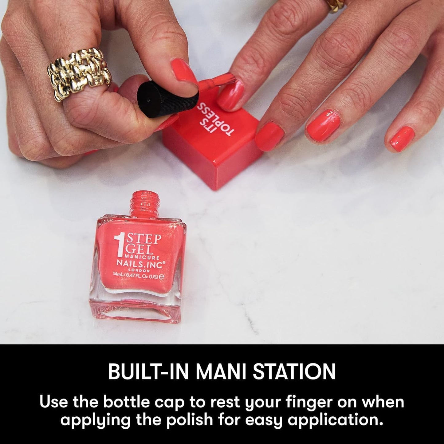 Nails Inc It's Topless Gel Nail Polish, 4-in-1 Base Coat, Treatment, Color & Top Coat, Long Lasting, Strong, Chip Free Nails, Glossy Salon Quality Manicure At Home, Vegan, Cruelty Free, Shade Miley