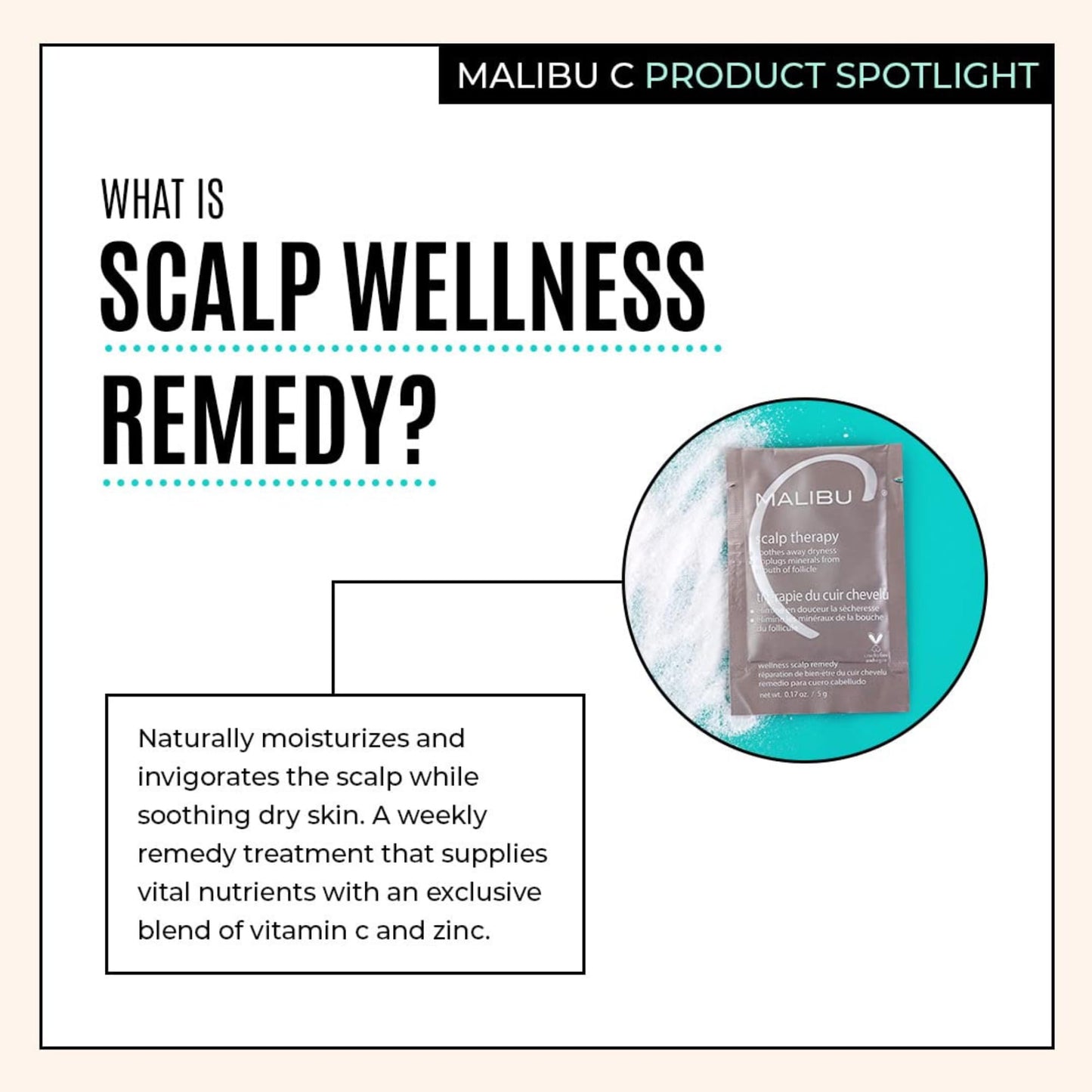 Malibu C Scalp Therapy Wellness Remedy – Dry Scalp Treatment to Soothe and Moisturize Dry Skin with Vitamin C and Zinc Gluconate – Restores Manageability (12 Packets)
