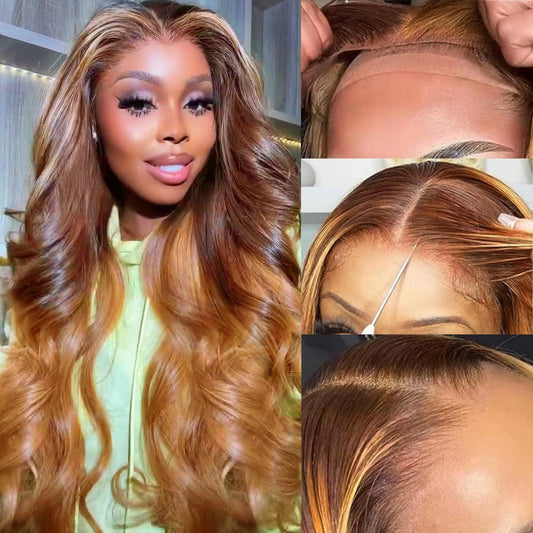 13x4 Ombre Lace Front Wigs Human Hair Pre Plucked for Women Blonde 13x4 Body Wave HD Lace Front Wigs Human Hair 4/27 Colored Brazilain Virgin Glueless Wigs Human Hair With Baby Hair(26in)