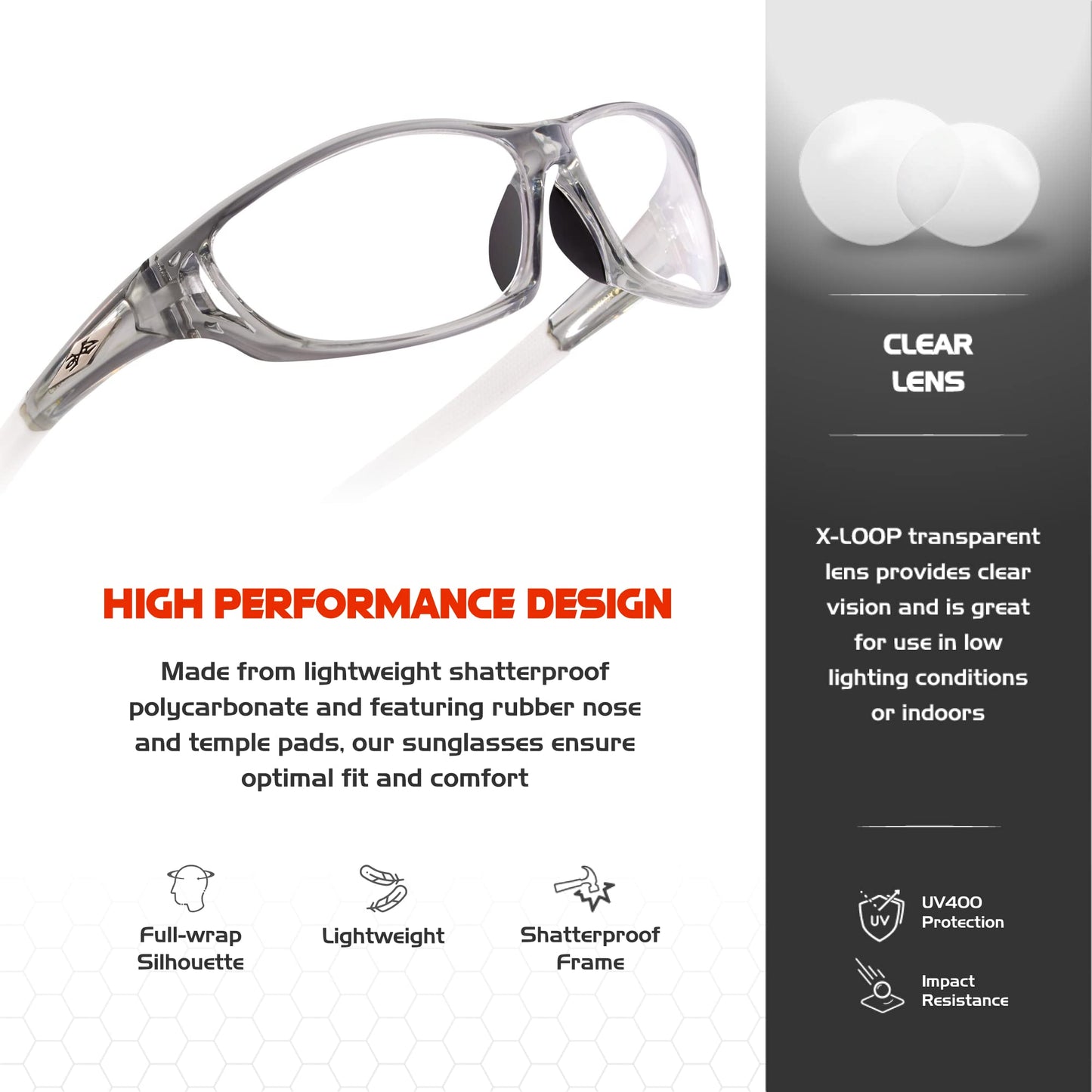 X LOOP Polarized Sports Sunglasses for Men - Wrap Around UV400 Baseball Running Cycling Driving Fishing Golf Glasses