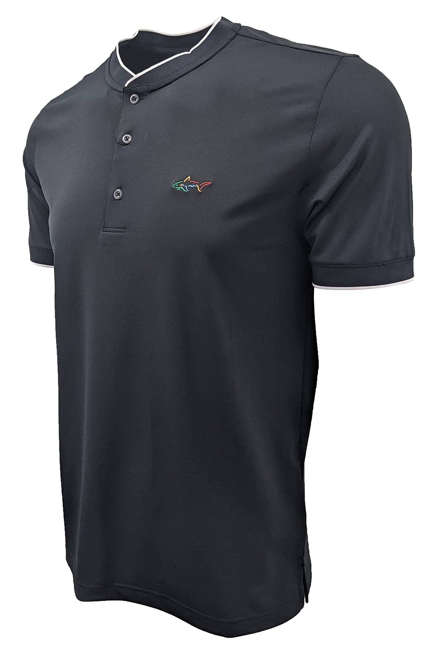 Greg Norman Casual Henley Style Short Sleeve Shirts (G7XLK385) (X-Large, Black)