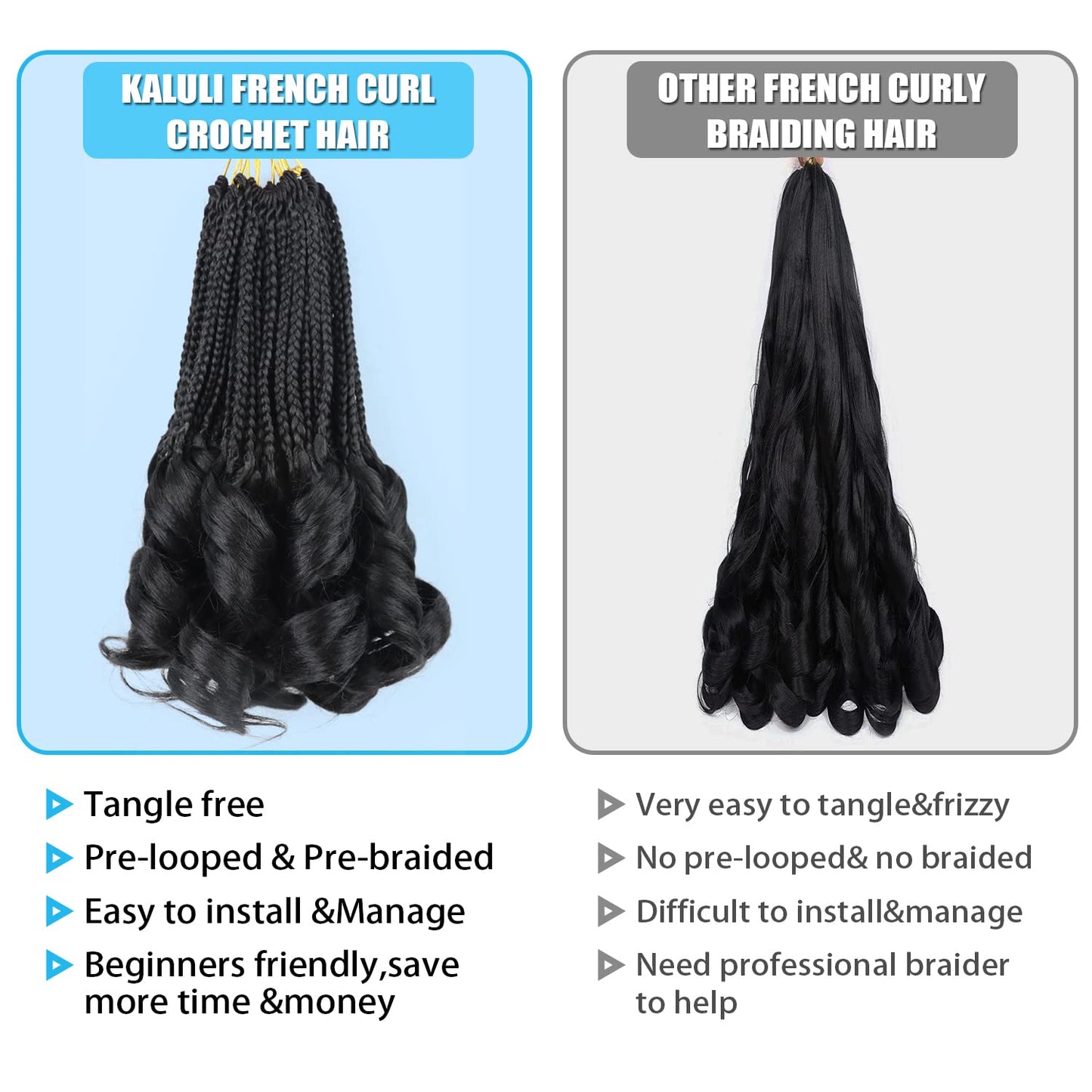 Crochet Hair for Women 10 Inch Crochet Braids Box Braids Crochet Hair French Curl Braiding Hair Pre Looped Crochet Hair Short French Curl Crochet Braids with Curly Ends Hair Extensions Braids (1B)