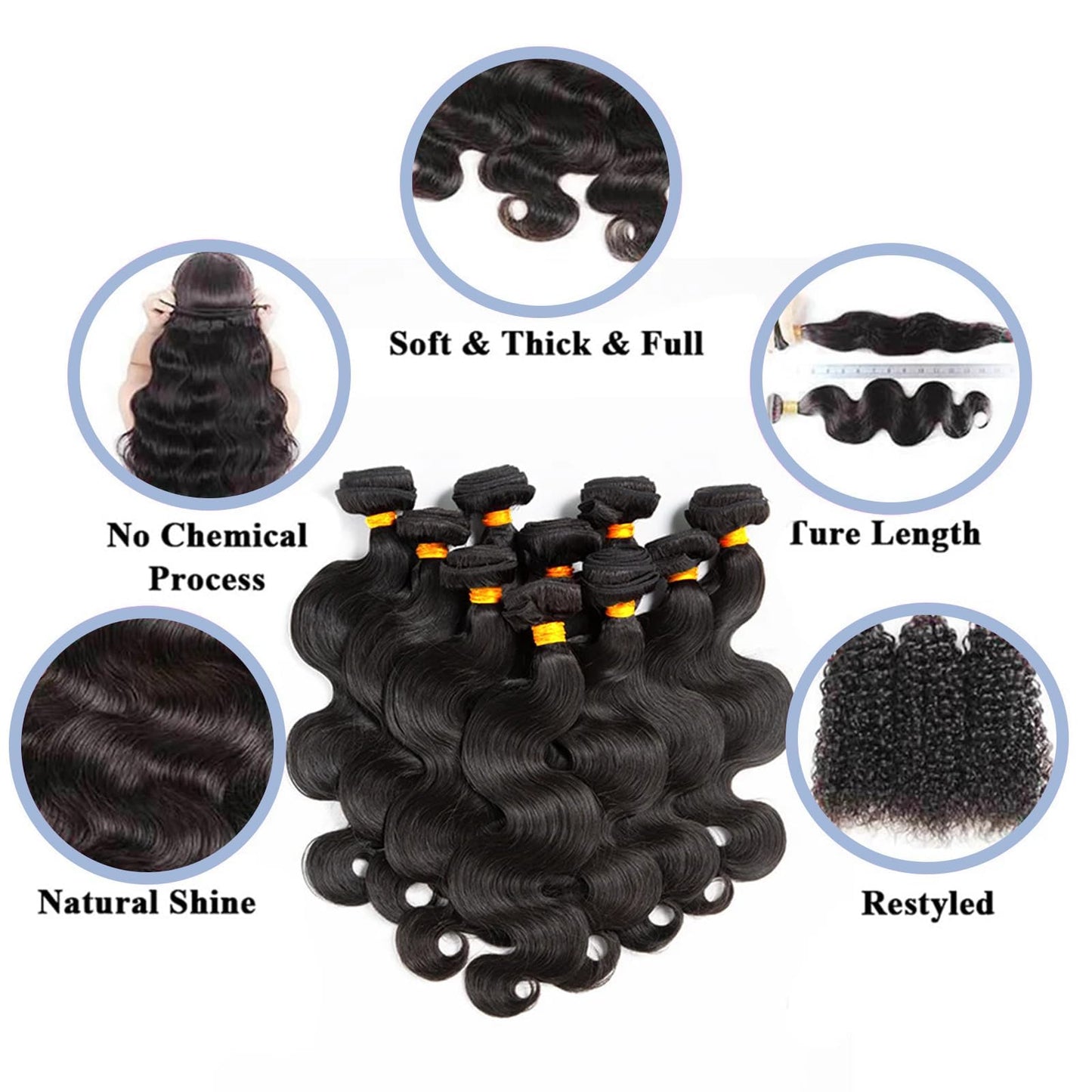 12A Human Hair Bundles 100% Unprocessed Brazilian Virgin Human Hair 3 Bundles 20 22 24 Inch Body Wave Human Hair Bundles Quick Weave Hair Bundles Extensions Hair Natural Black For Women