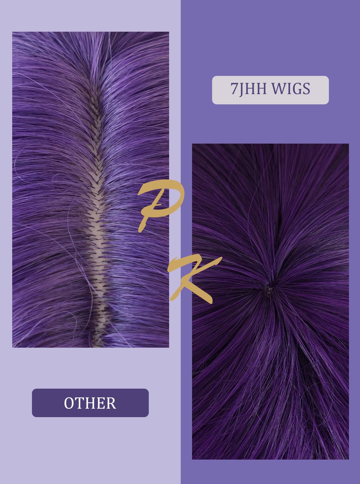 7JHH WIGS Long Wavy Costume Wigs Cosplay Mermaid Dark Purple Wig for Women Halloween Party Used High Temperature Heat Resistant Fiber Natural Hairline Cos Wig
