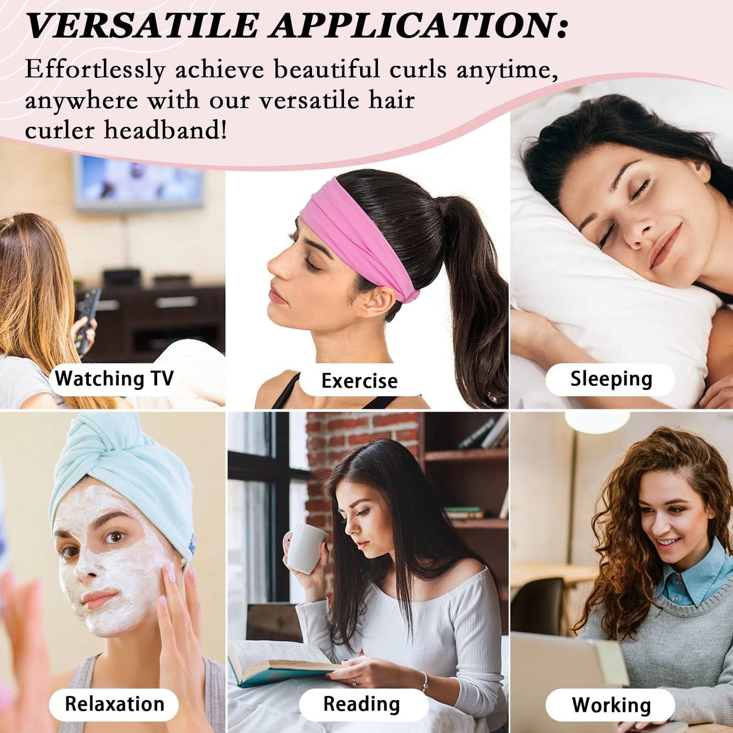 ZILAMPU No Heat Overnight Hair Curler Wrap - 70" Long Velour Lazy Curls Roller Headband for Long Hair to Sleep In for Women and Girls