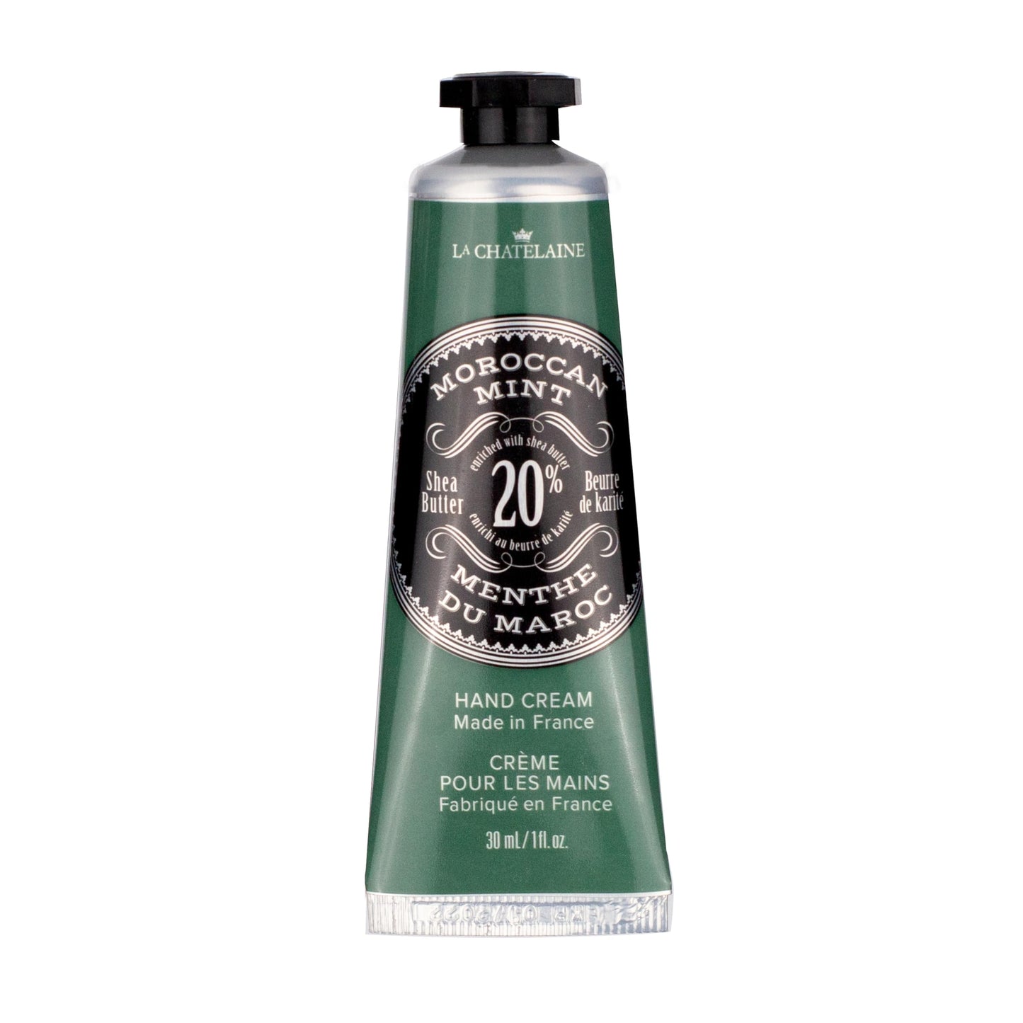 La Chatelaine 20% Shea Butter Hand Cream Travel Size, Men, Unisex, Moisturizing, Nourishing, Extra-Rich Hand Lotion, Made in France, 1 oz / 30ml (Moroccan Mint)
