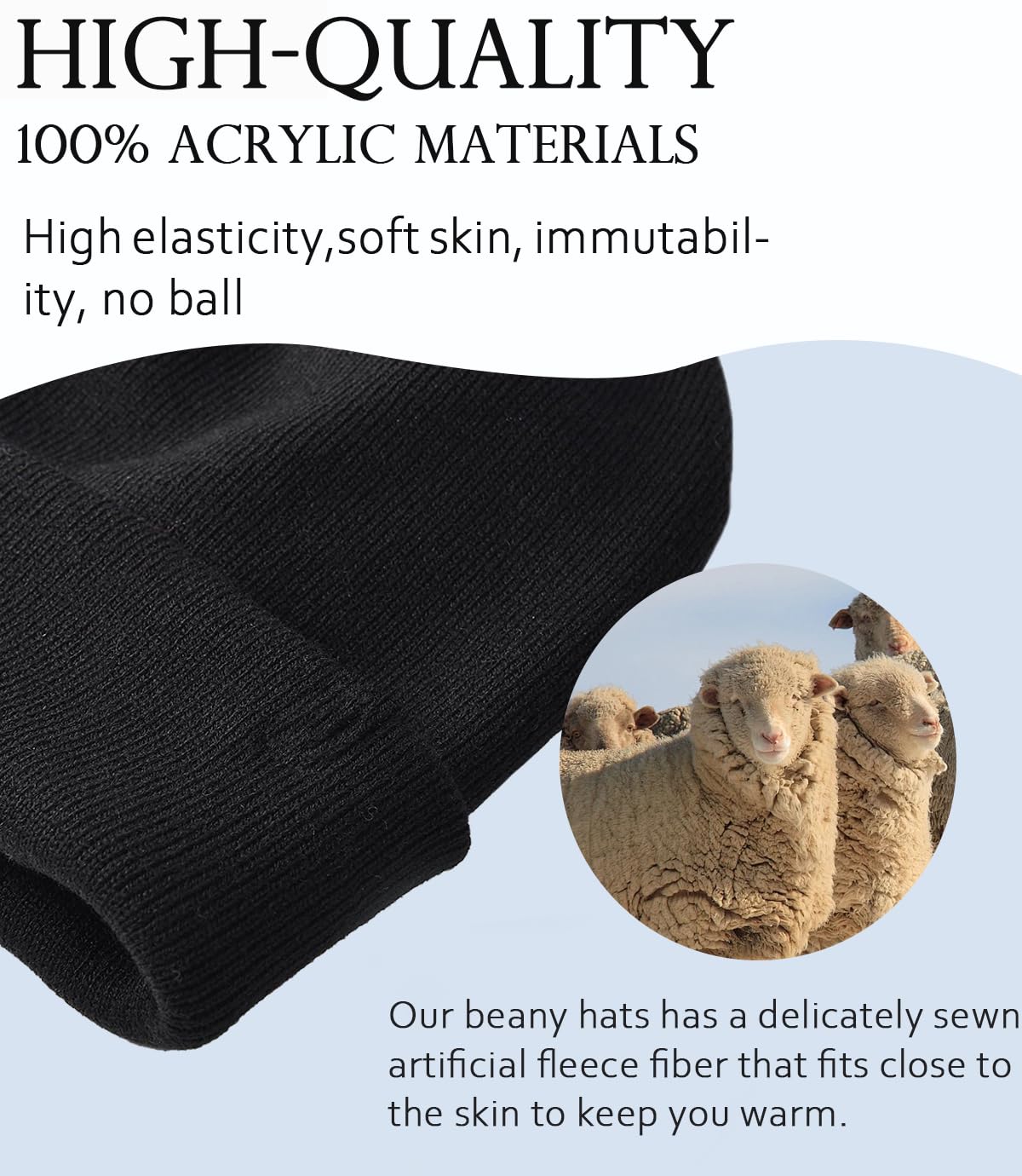 KMOLY Beanie Hat for Men Women 3 Packs, Thick Knit Winter Hat Soft Warm Cuffed Beanies Bulk Skull Cap Unisex Slouchy Ski Watch Cap