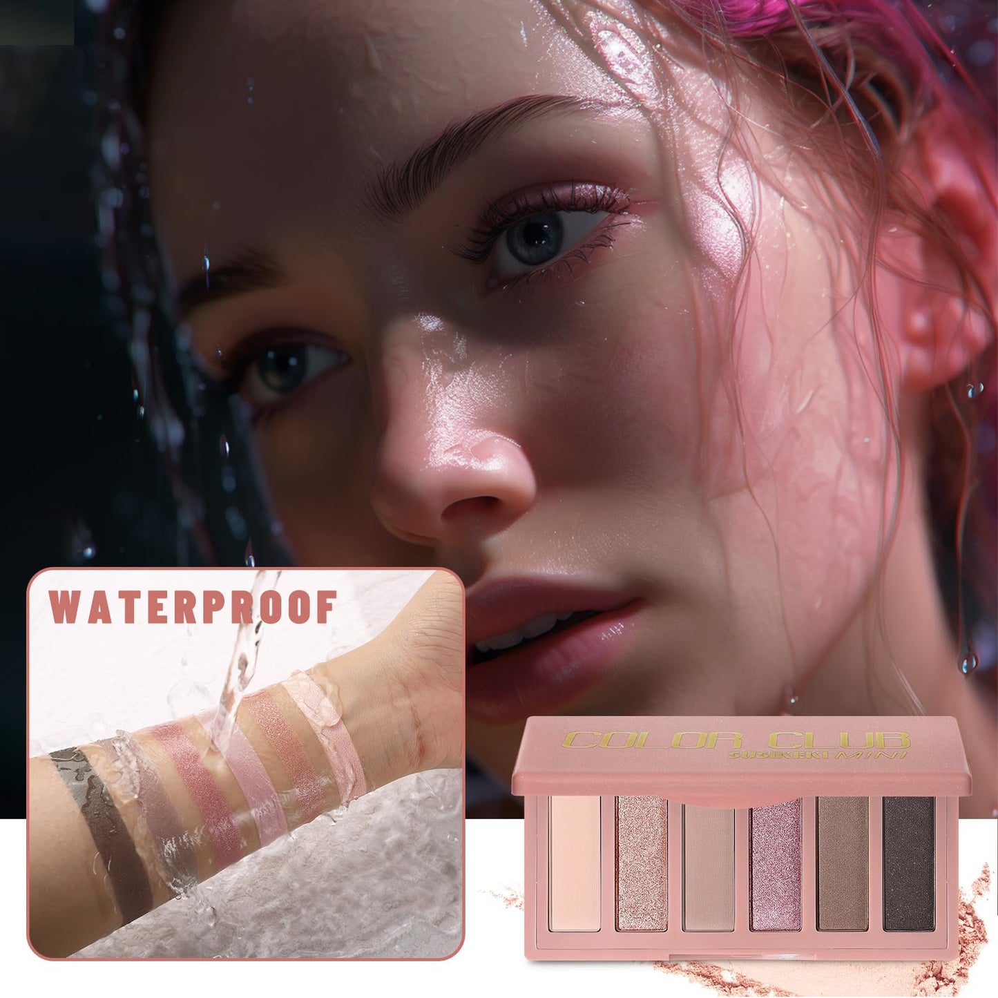 SUSIKEKI 6 Colors Mini Naked Eyeshadow Makeup Palette Rosy Neutral Nude Eye Shadow Shimmer & Matte Make Up Pallet with Mirror Highly Pigmented Long Lasting Waterproof Travel Size Gift Kit 02