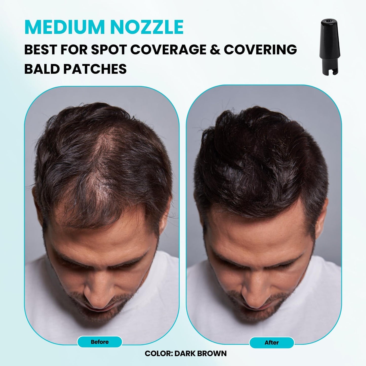 Hair Building Fibers, 15G, with BONUS Pump Applicator, Hairline Comb and 3 Nozzles, Hair and Hairline Filler Kit For Men and Woman (Black)