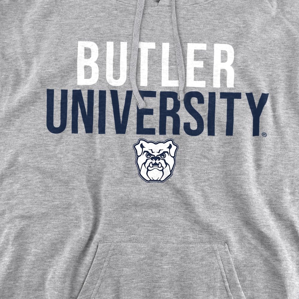 Butler University Official Stacked Unisex Adult Pull-Over Hoodie, Butler University, Athletic Heather, Small