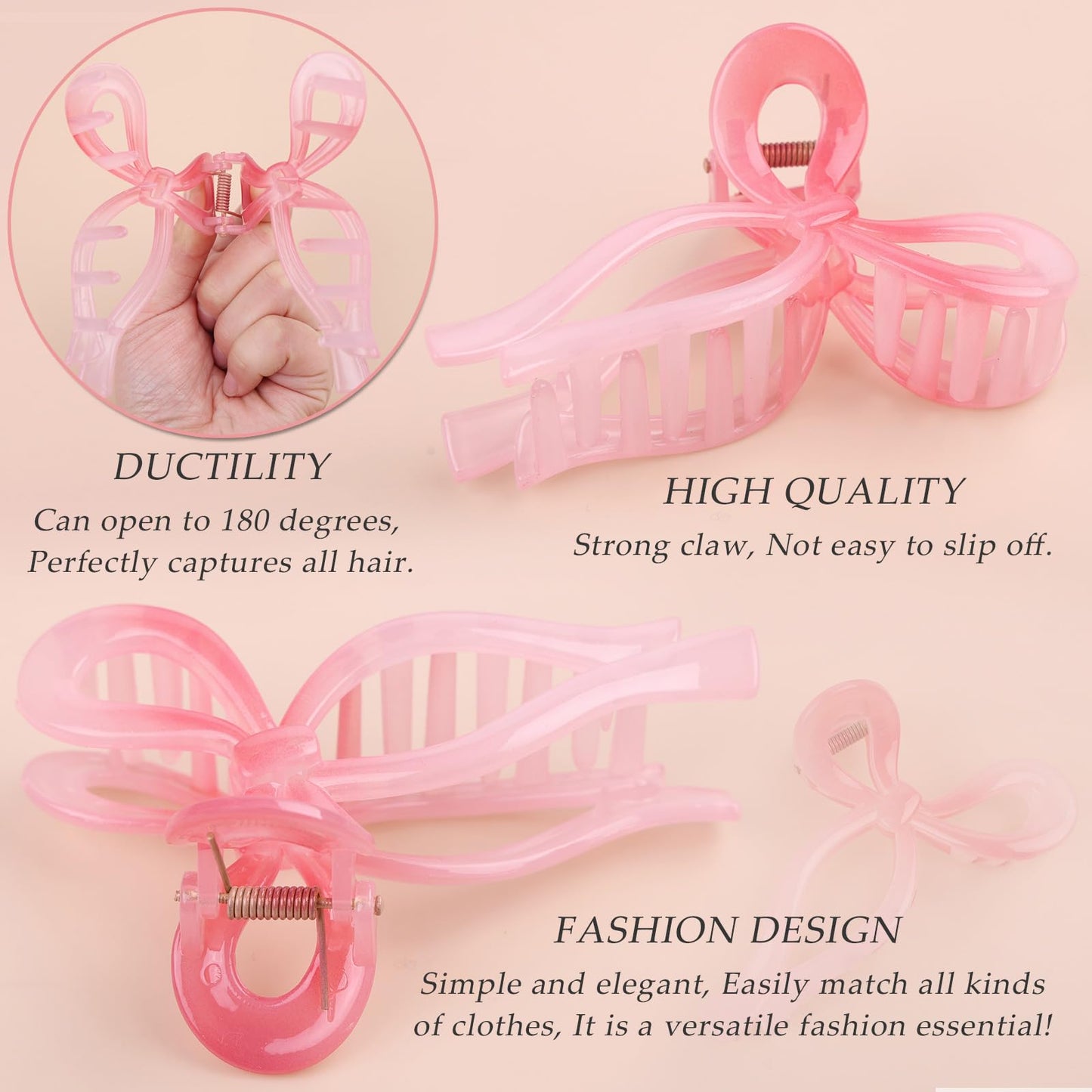 3 Pcs Bow Hair Clips Elegant Hair Claw Butterfly Hair Accessories for Girls Nonslip Butterfly Clips Hair Styling Accessories for Women