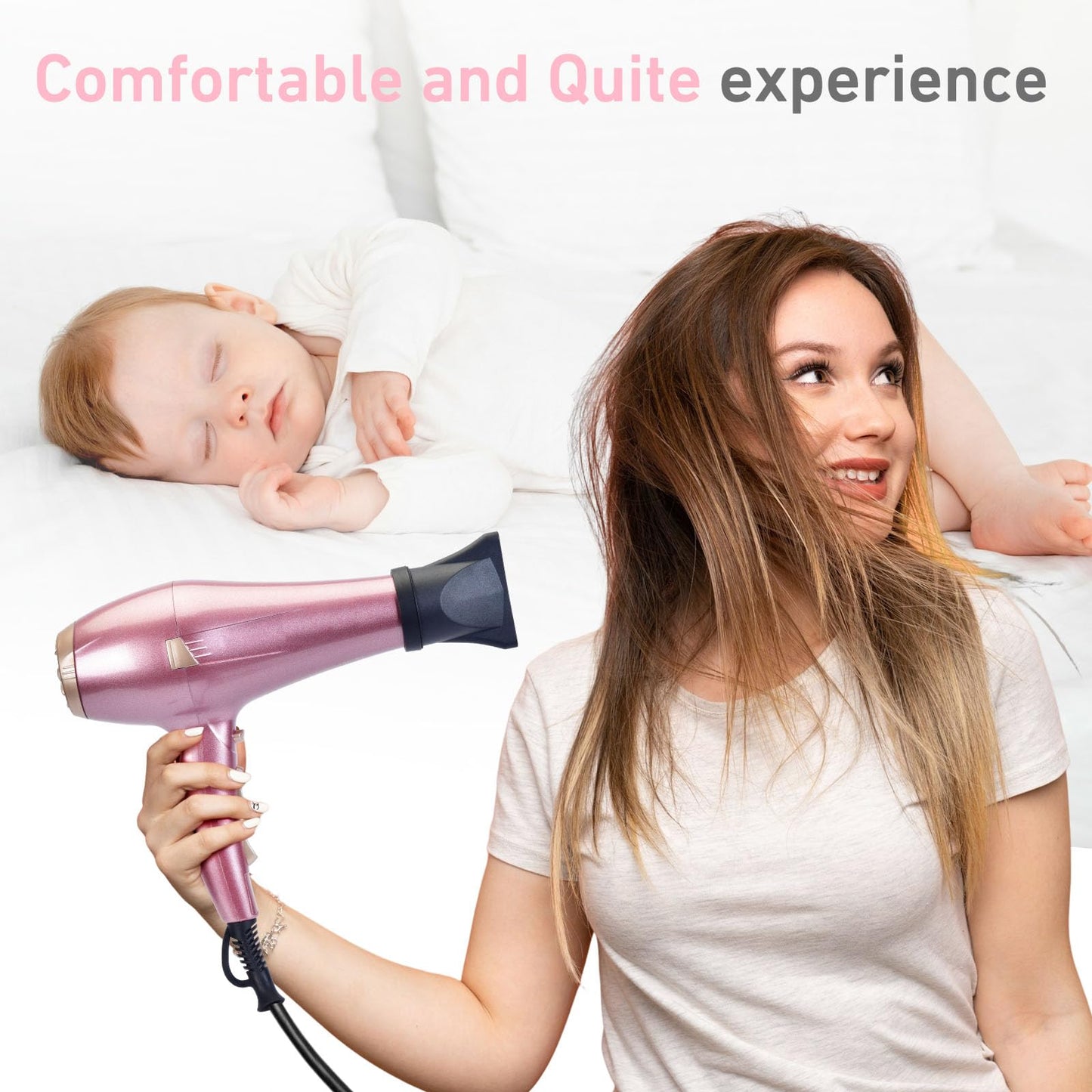 CONFU Hair Dryer, Professional Ionic Salon Blow Dryer with Diffuser for Women and Men, 5X Fast Drying, Powerful and Quiet Hair Blow Dryer for Fast & Easy Styling (1875 Watts)